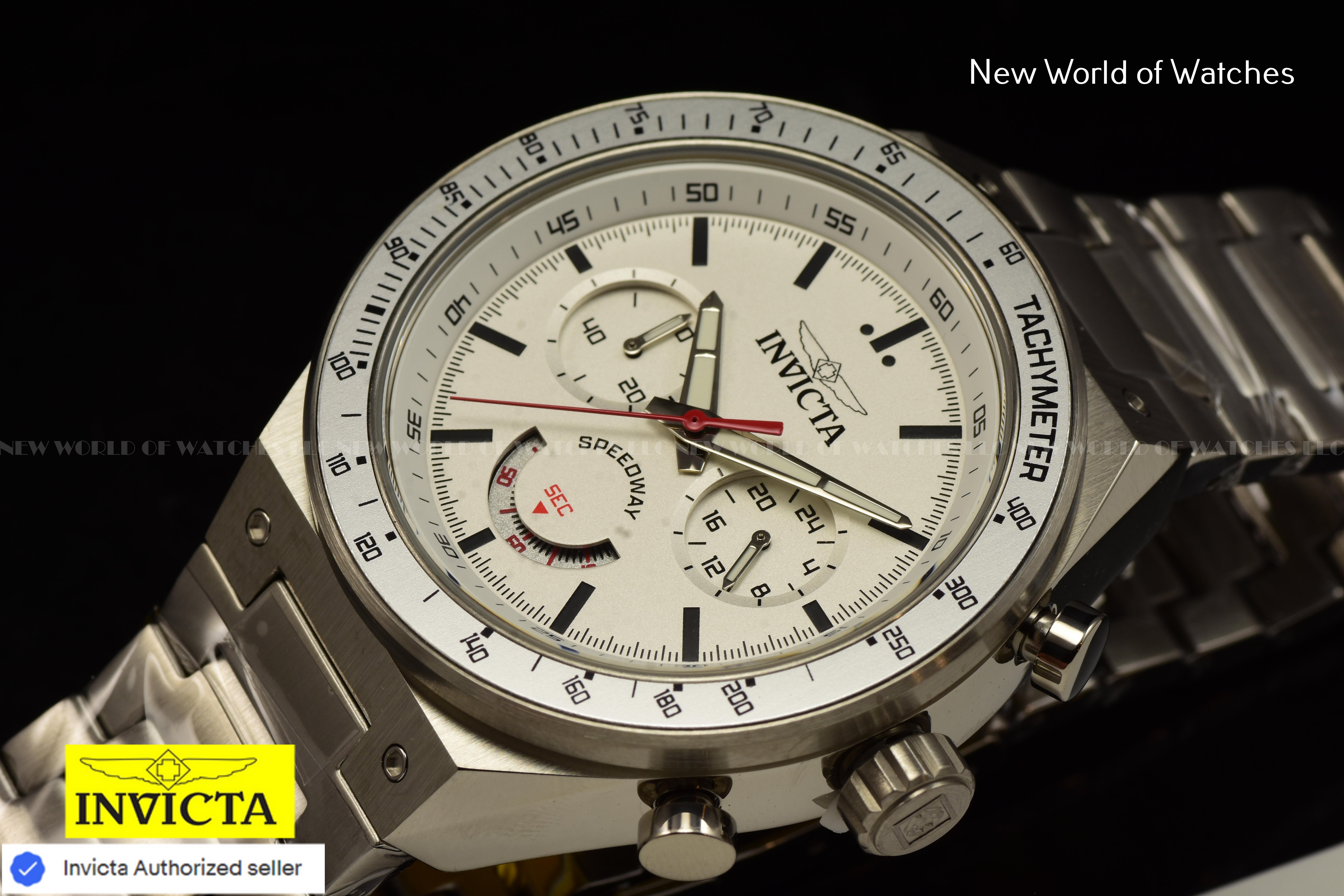 Invicta Men Speedway 44mm Silver Quartz Japan Stainless Steel Watch