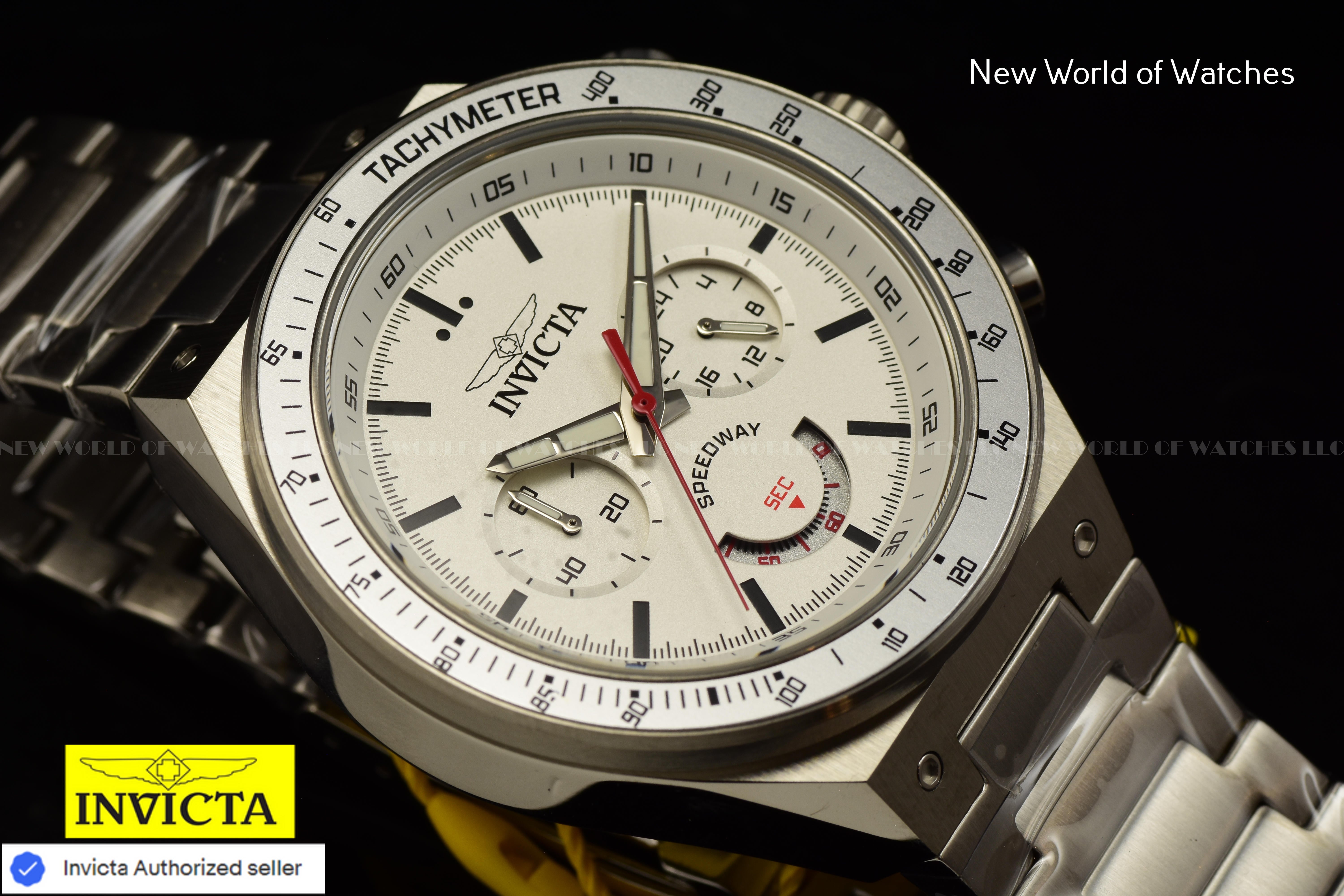 Invicta Men Speedway 44mm Silver Quartz Japan Stainless Steel Watch