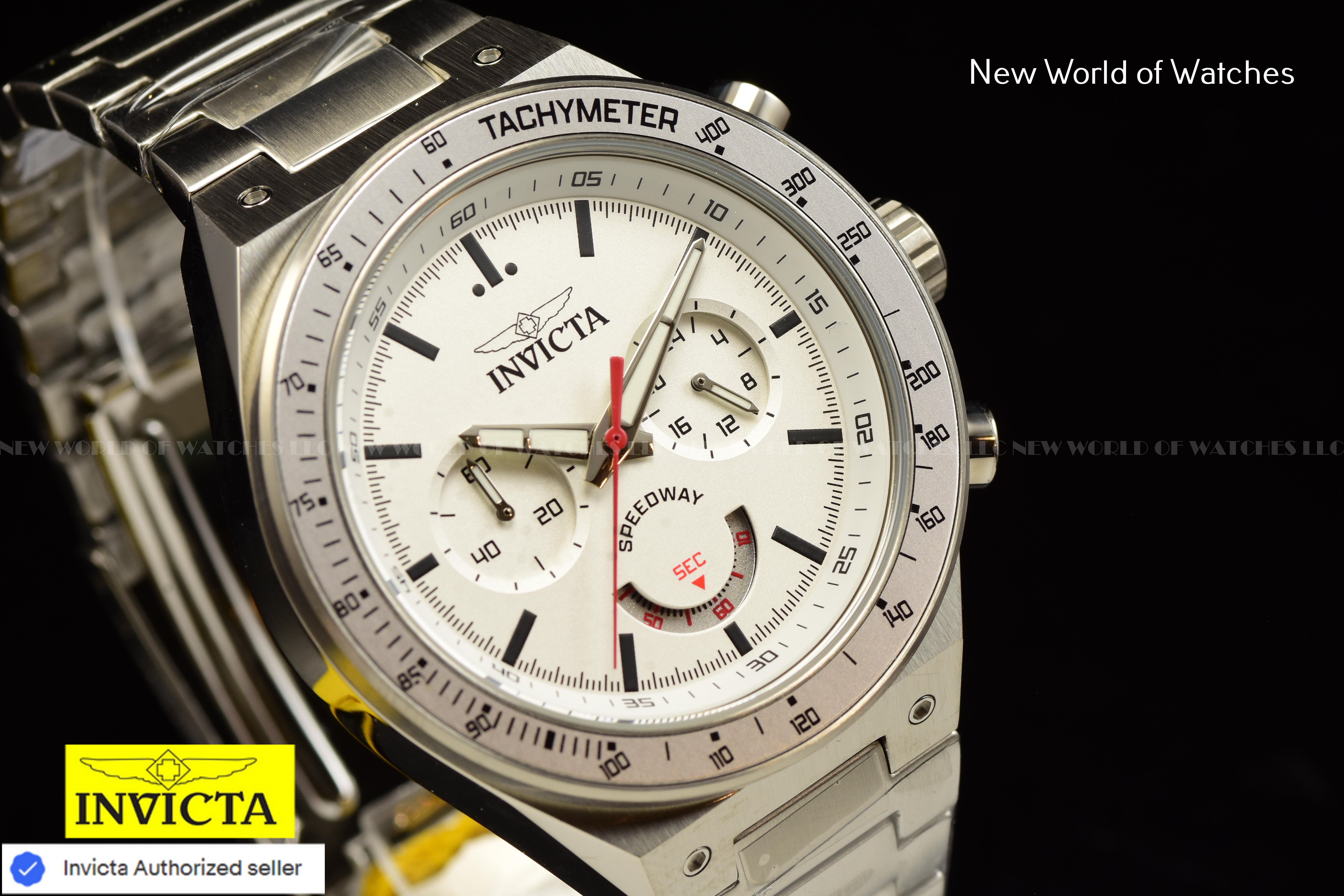 Invicta Men Speedway 44mm Silver Quartz Japan Stainless Steel Watch