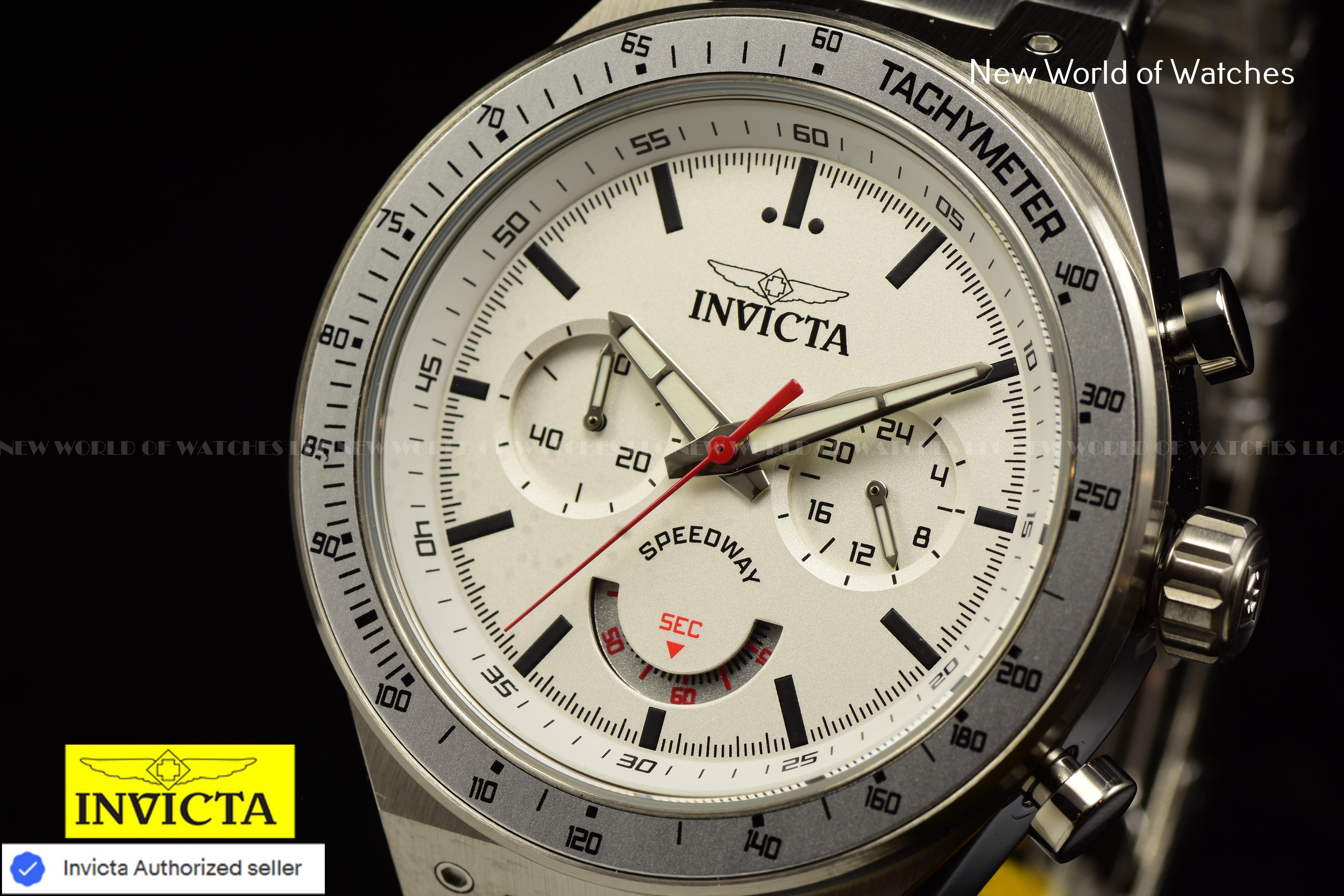 Invicta Men Speedway 44mm Silver Quartz Japan Stainless Steel Watch