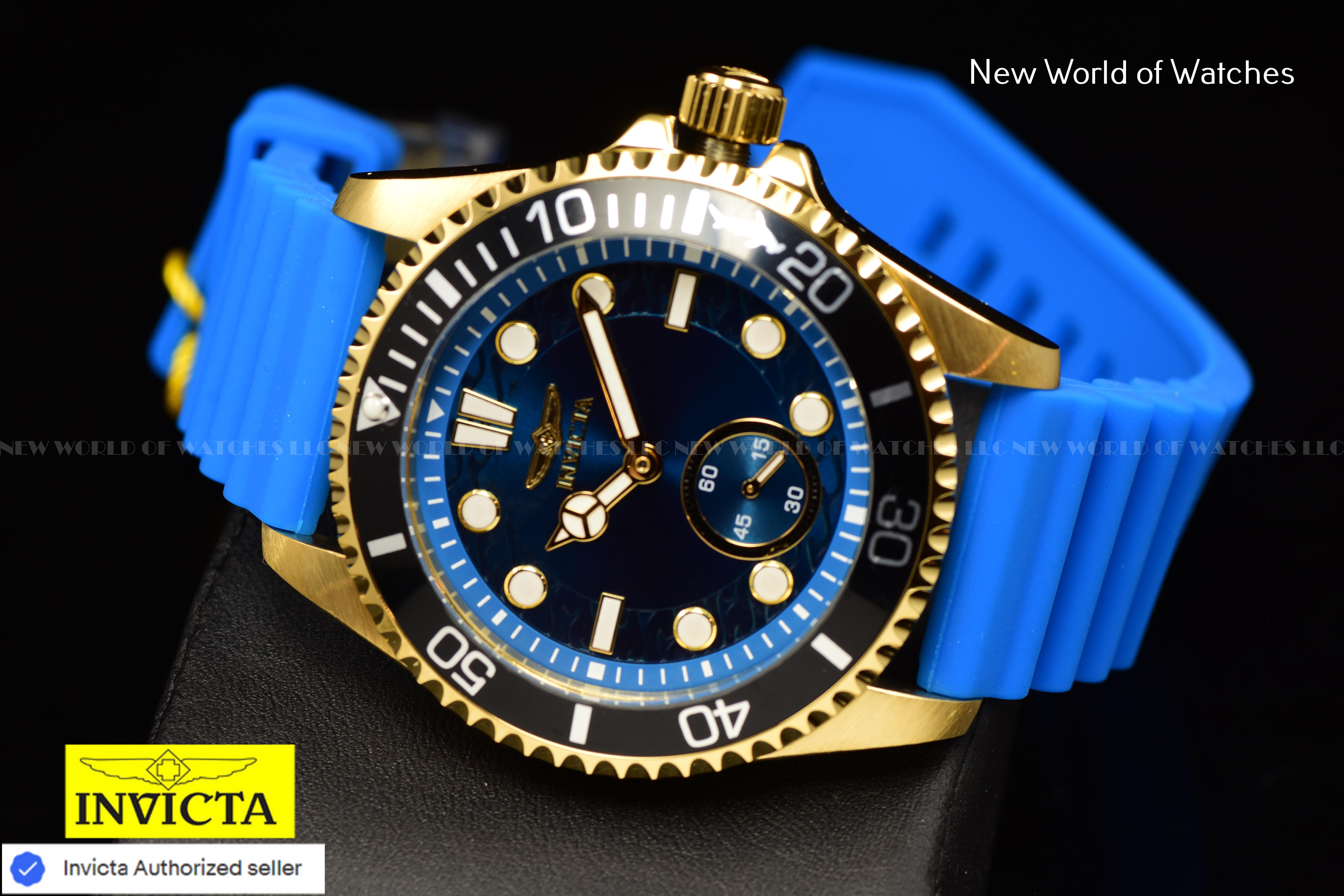 Invicta Men Pro Diver 43mm Light Blue Quartz Japan Silicone Watch