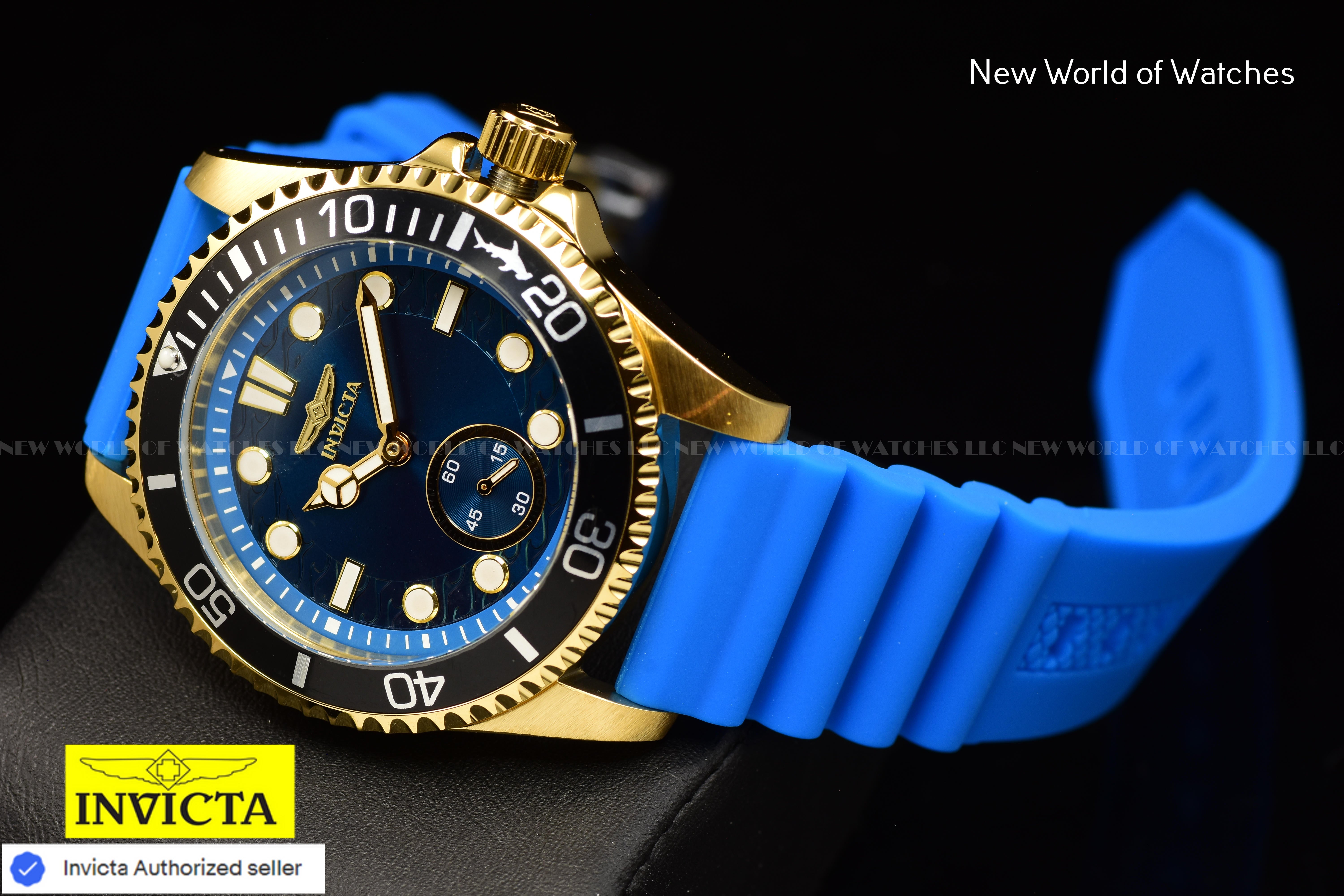 Invicta Men Pro Diver 43mm Light Blue Quartz Japan Silicone Watch