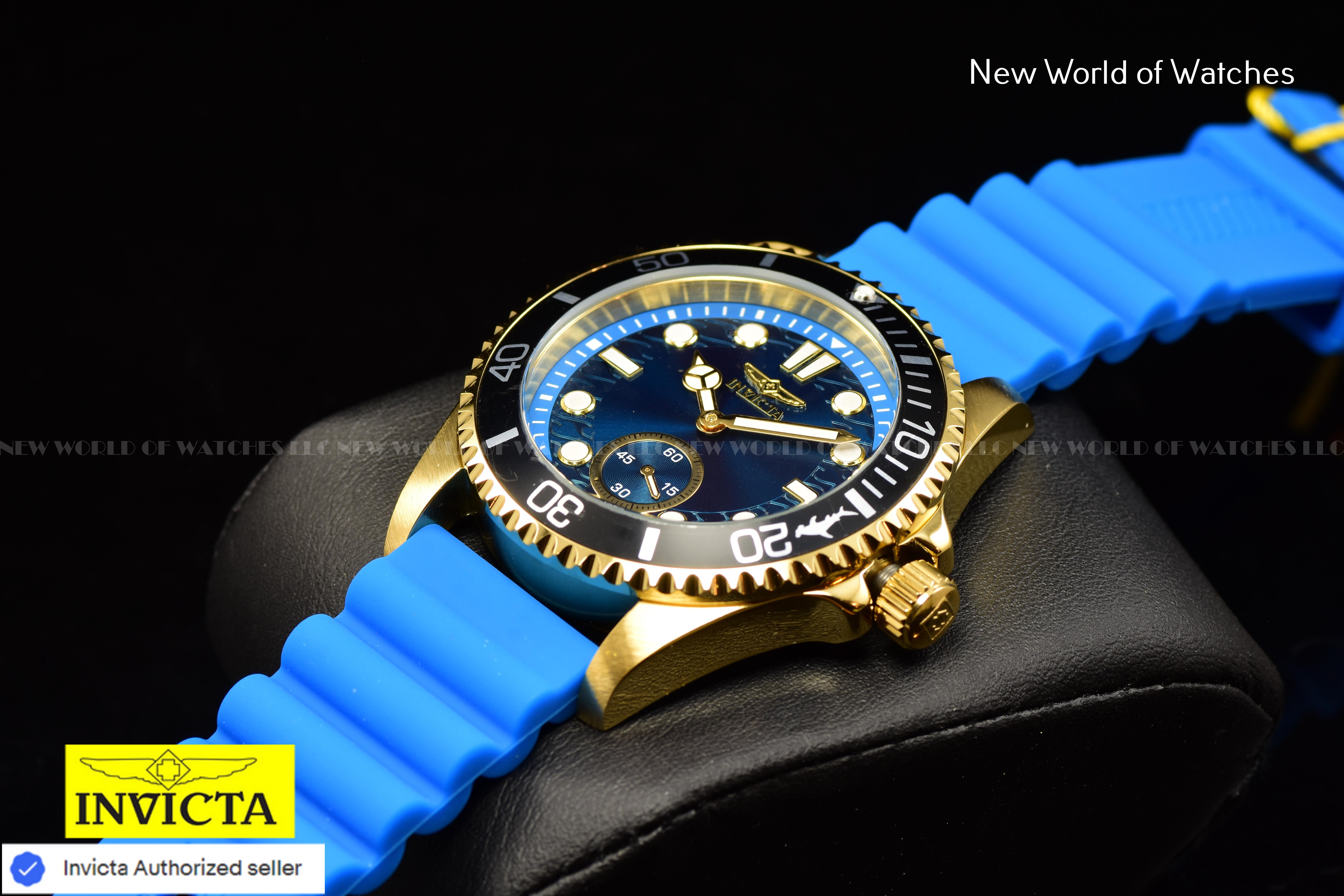 Invicta Men Pro Diver 43mm Light Blue Quartz Japan Silicone Watch