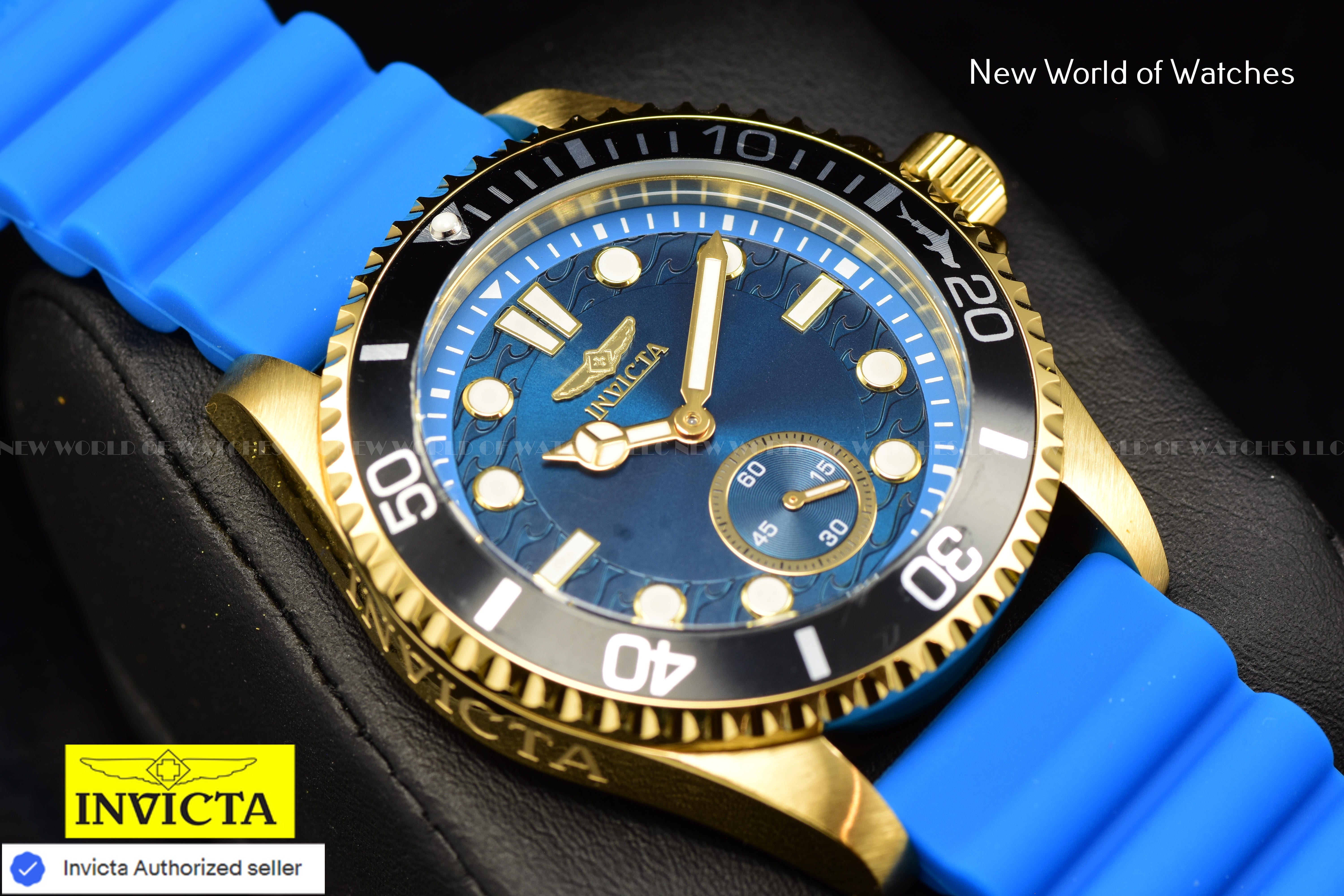 Invicta Men Pro Diver 43mm Light Blue Quartz Japan Silicone Watch