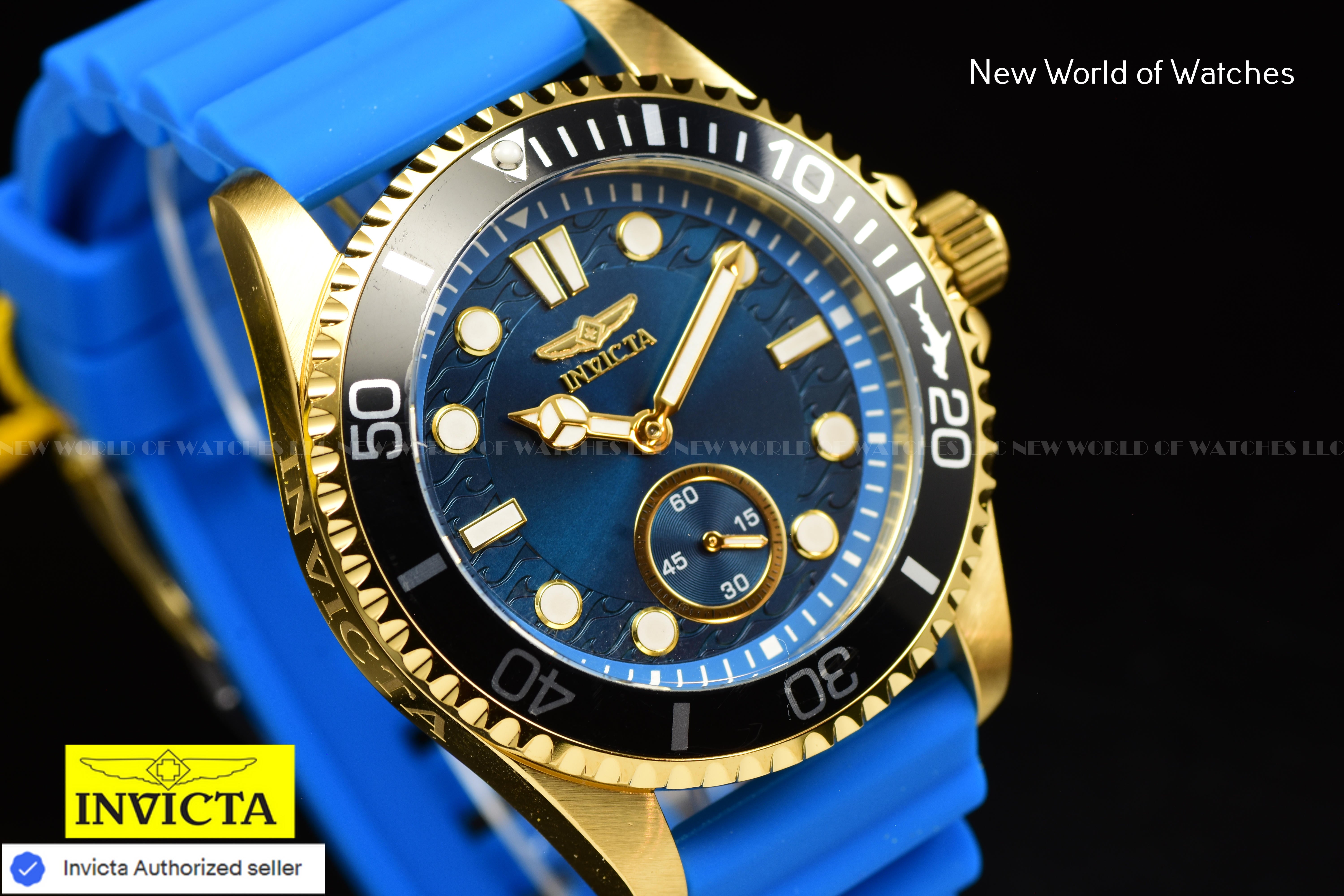 Invicta Men Pro Diver 43mm Light Blue Quartz Japan Silicone Watch