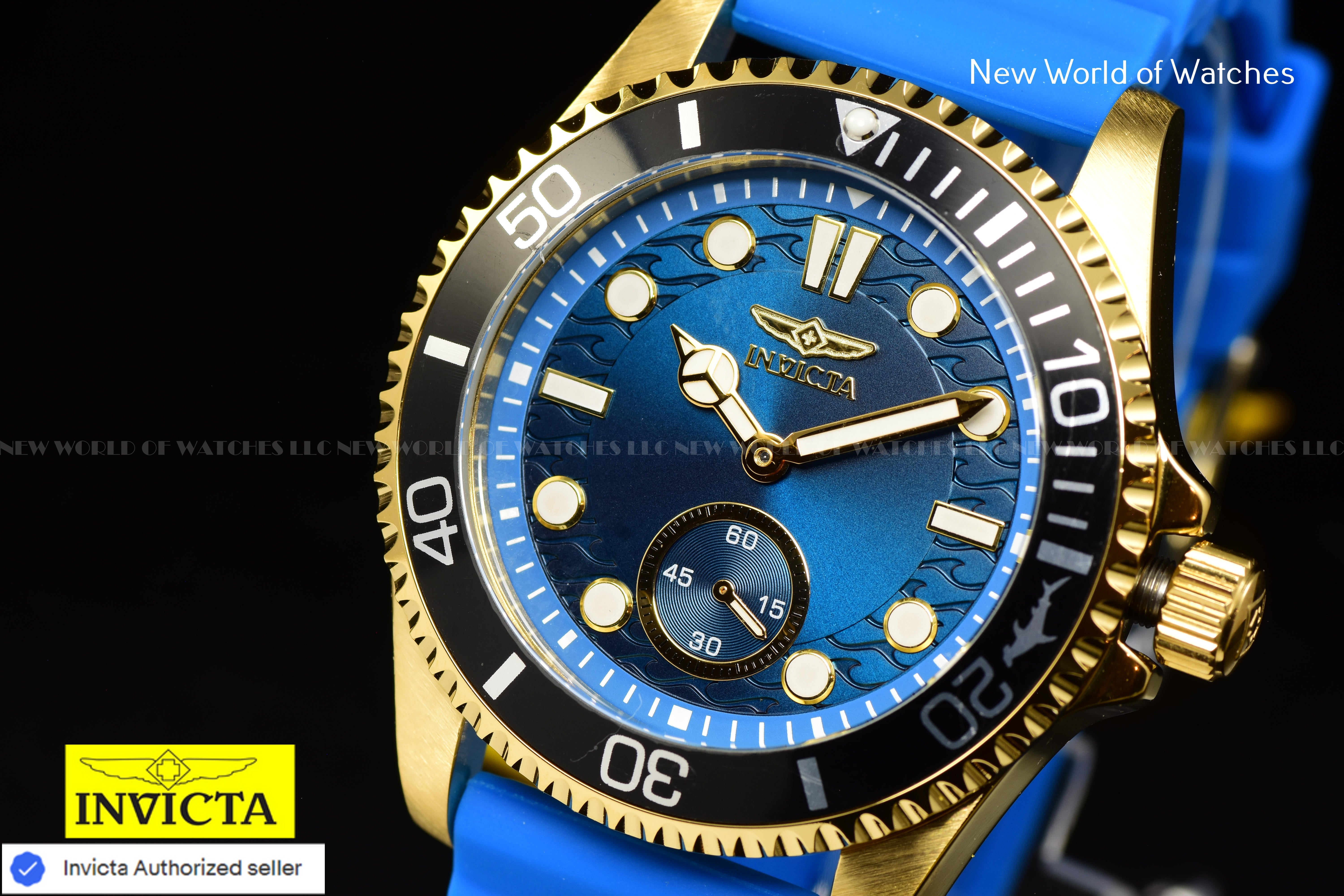 Invicta Men Pro Diver 43mm Light Blue Quartz Japan Silicone Watch