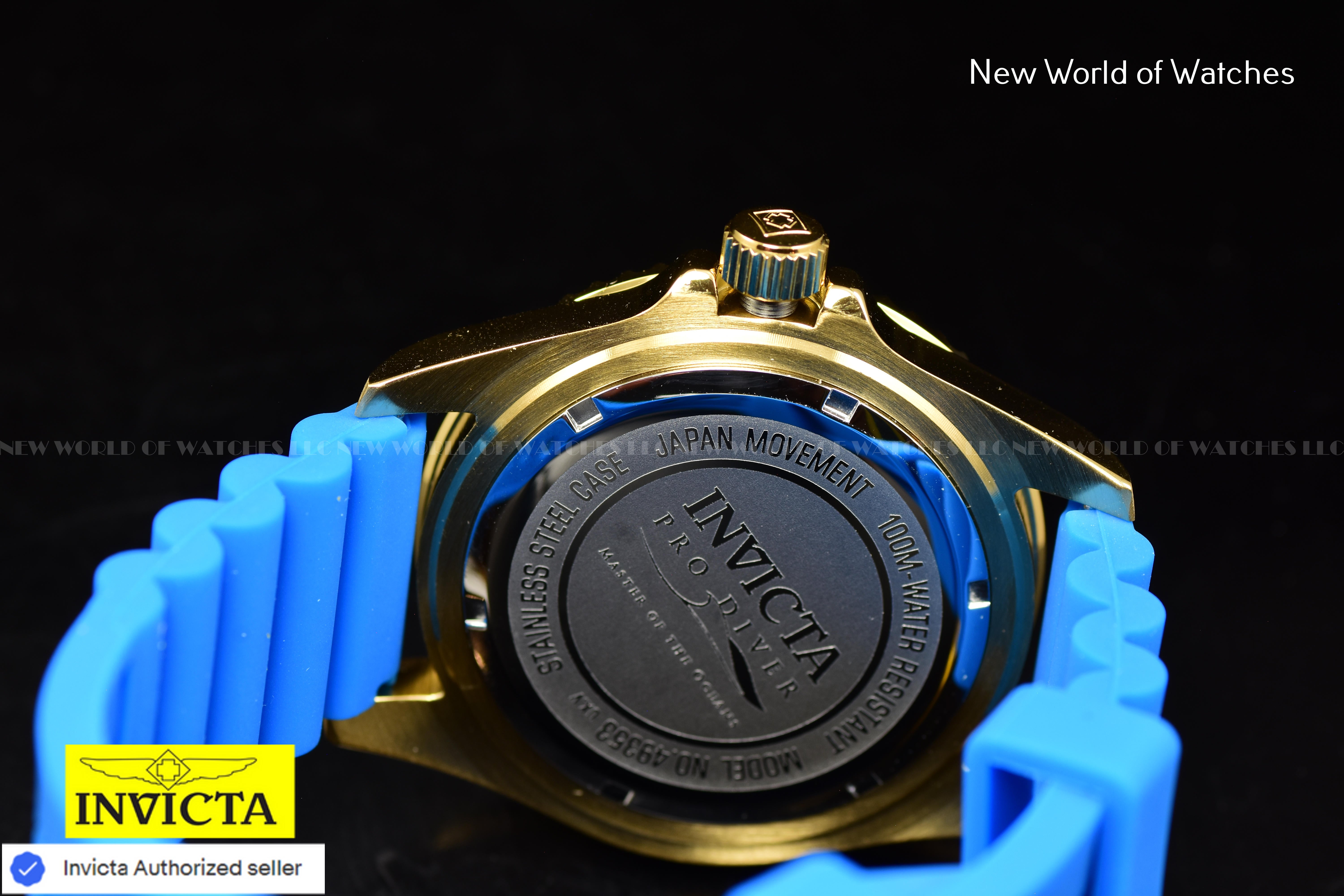 Invicta Men Pro Diver 43mm Light Blue Quartz Japan Silicone Watch