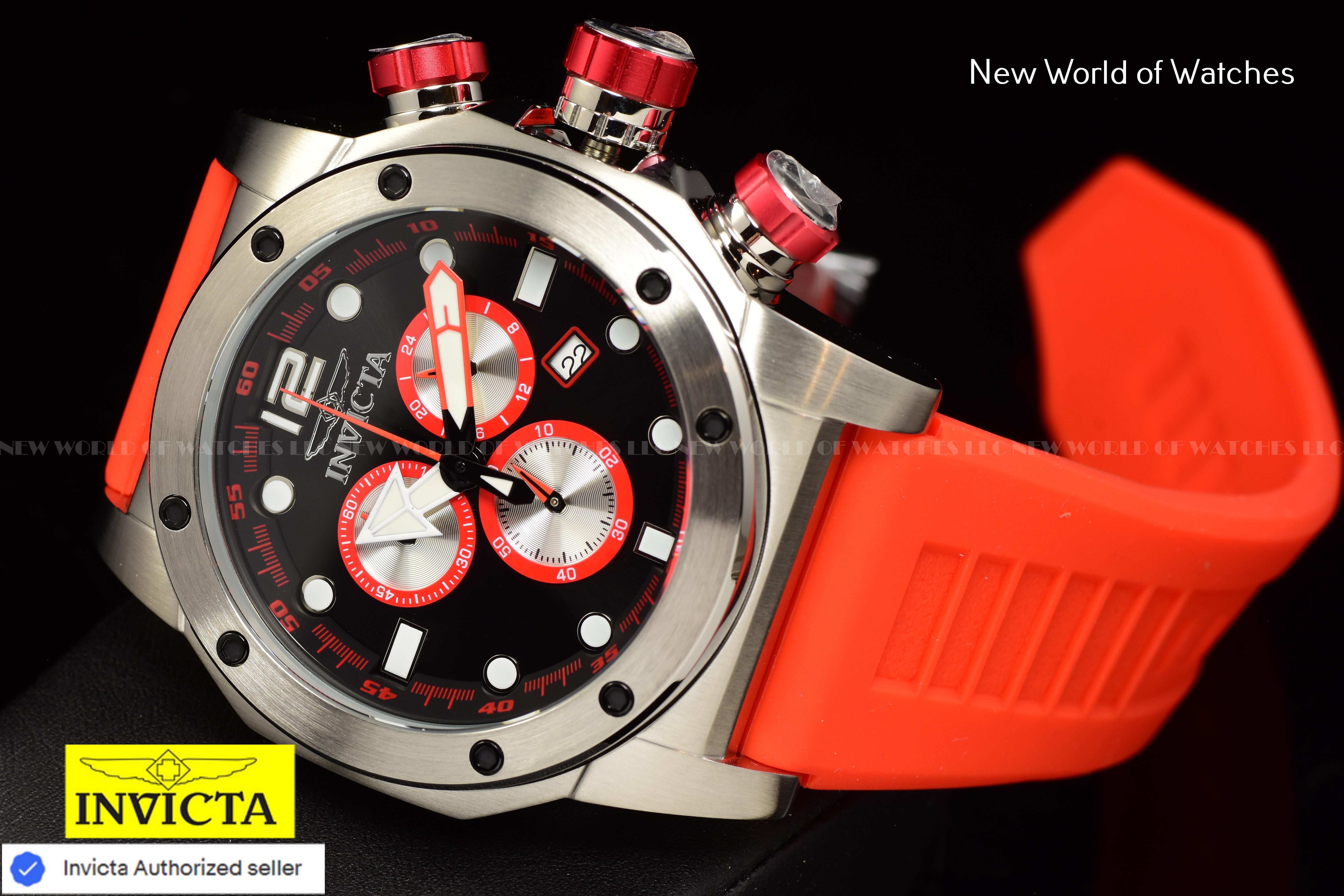 Invicta Men Sea Hunter 52mm Black Quartz Japan Silicone Watch