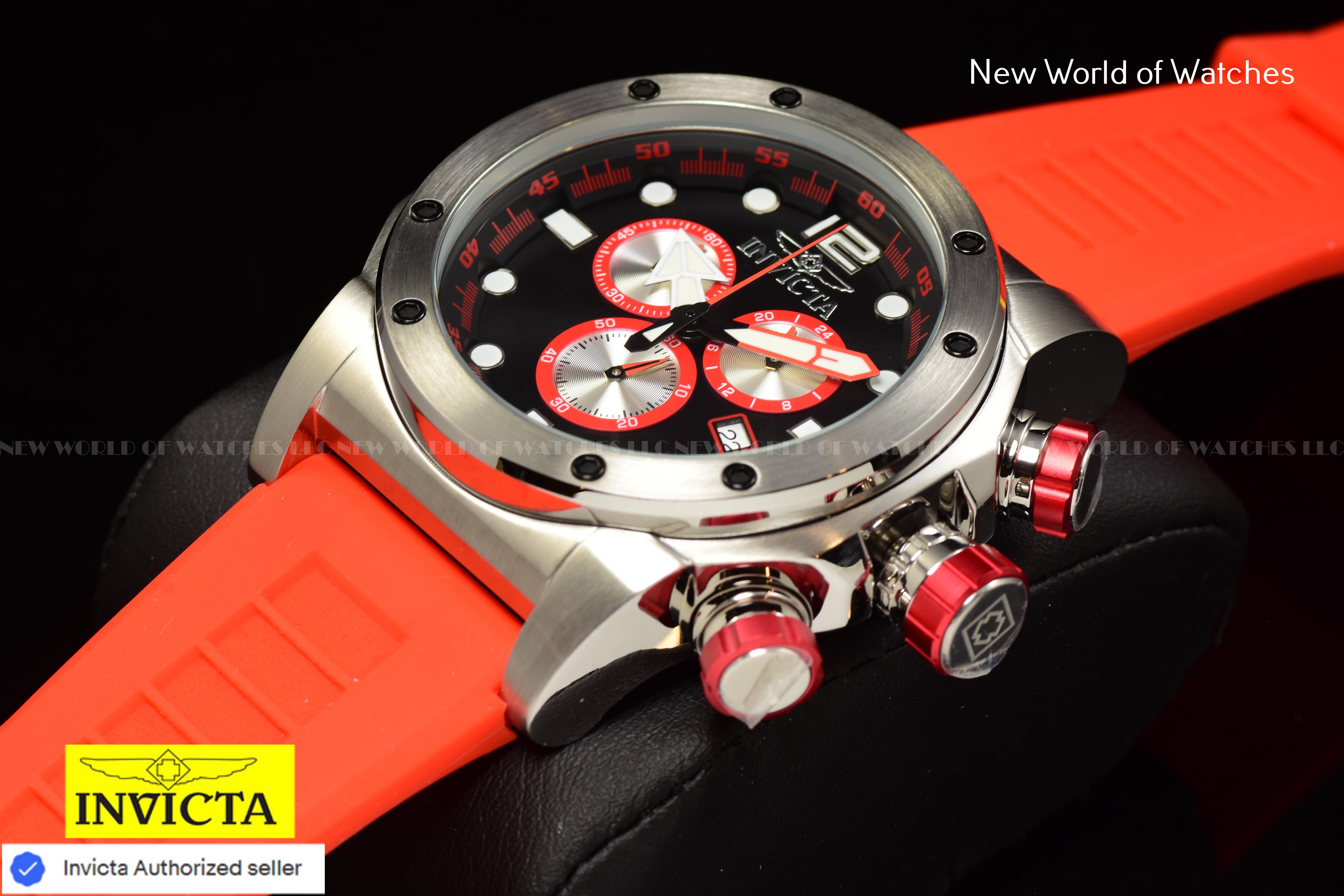 Invicta Men Sea Hunter 52mm Black Quartz Japan Silicone Watch