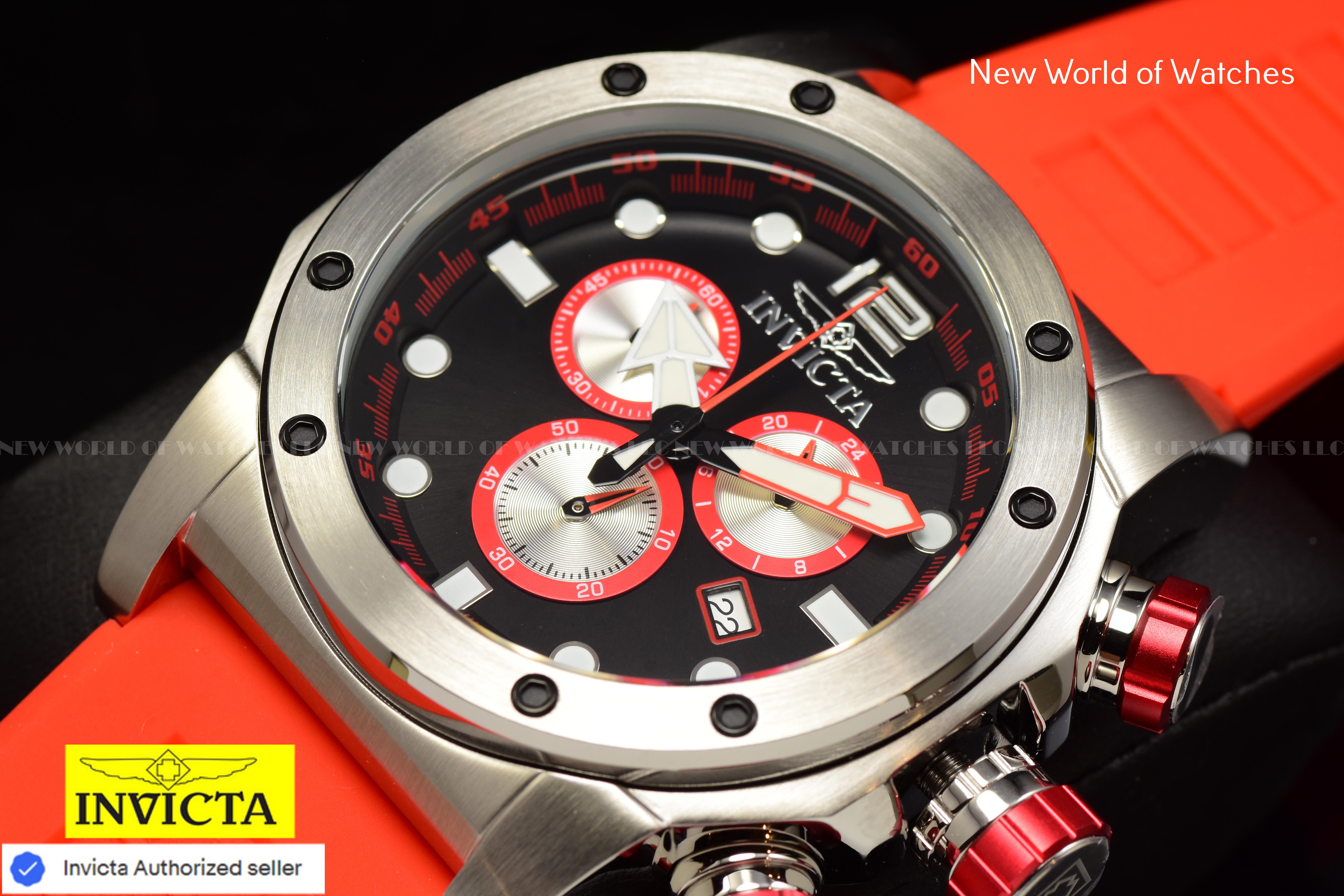 Invicta Men Sea Hunter 52mm Black Quartz Japan Silicone Watch