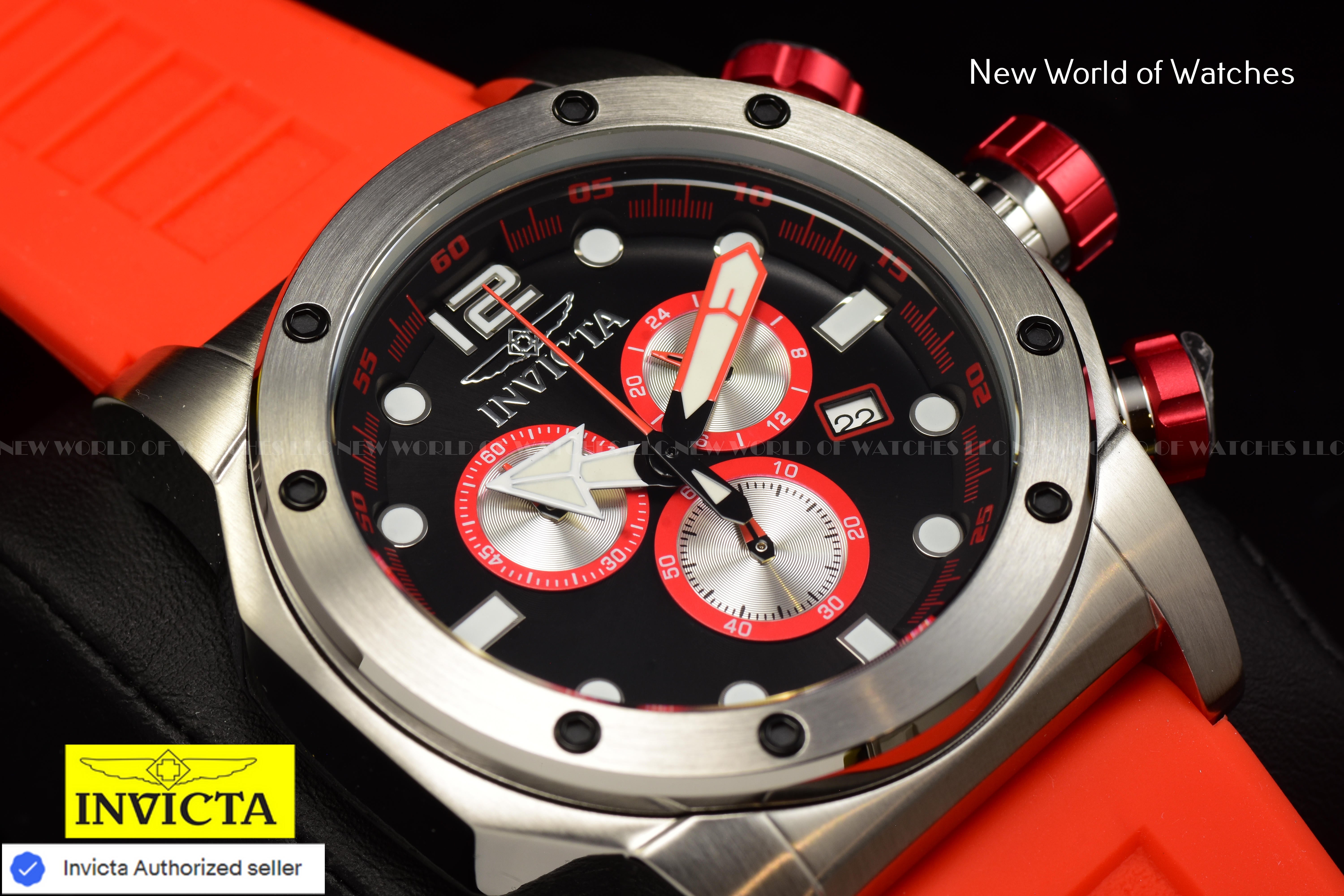 Invicta Men Sea Hunter 52mm Black Quartz Japan Silicone Watch