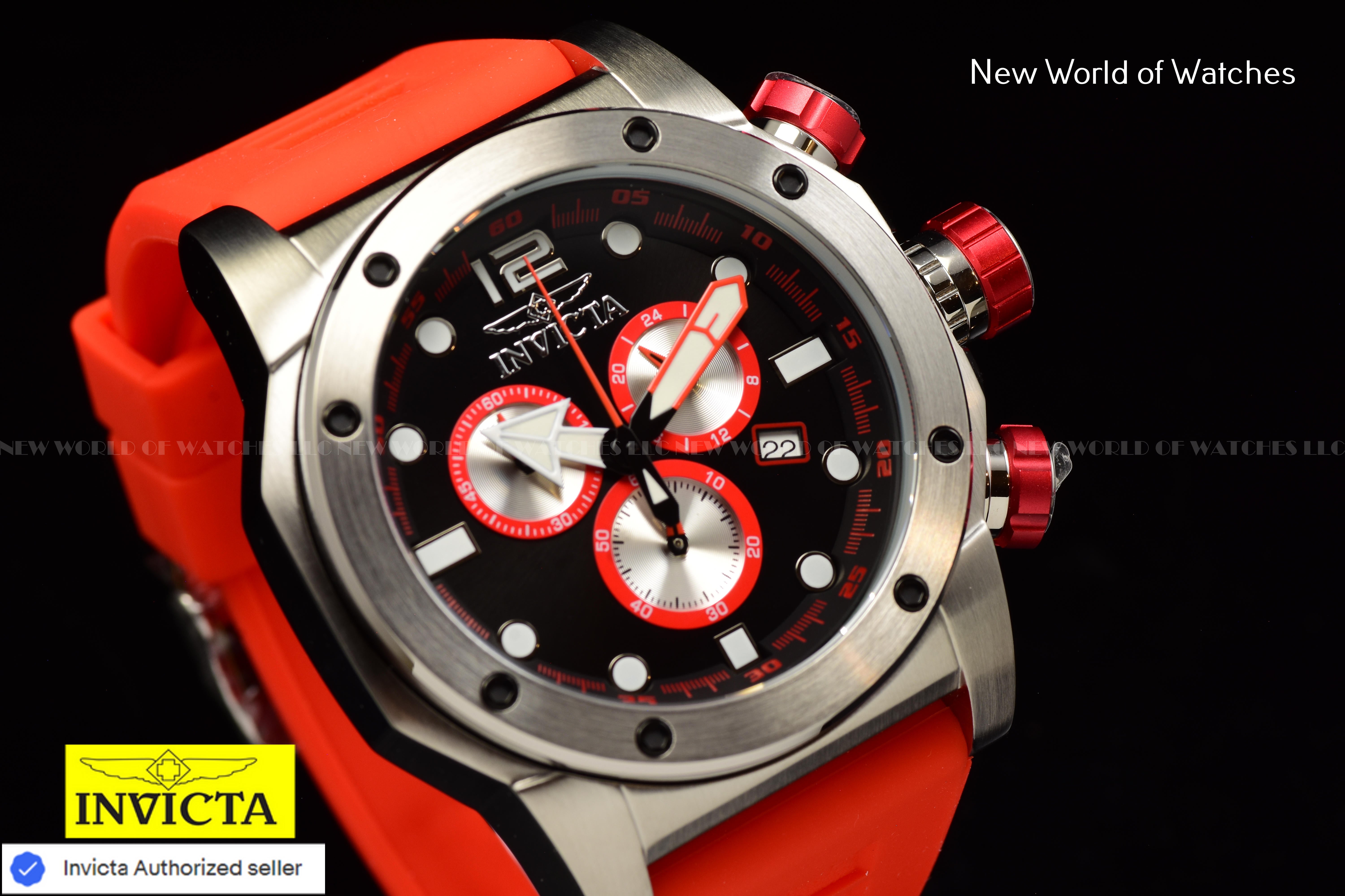Invicta Men Sea Hunter 52mm Black Quartz Japan Silicone Watch
