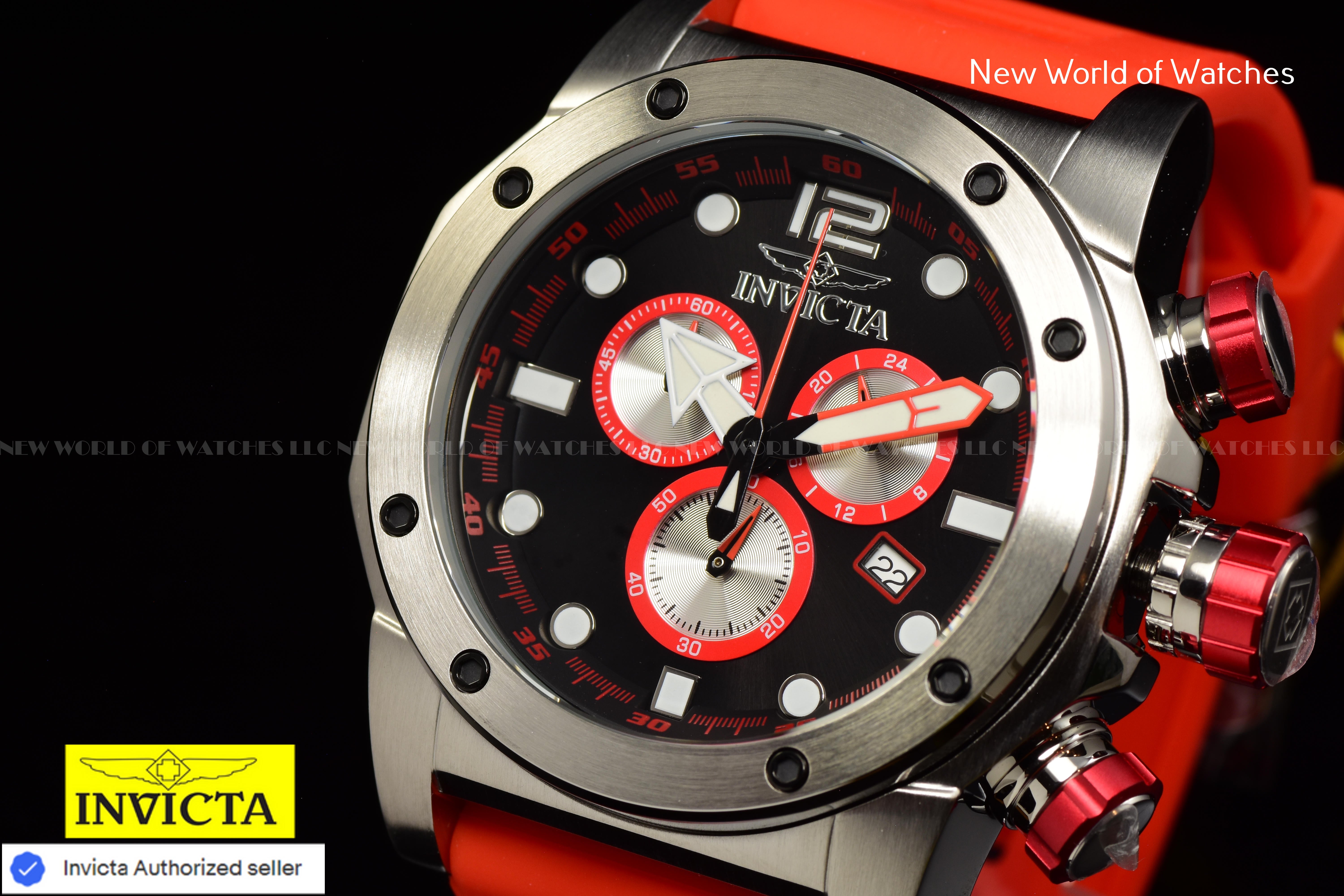Invicta Men Sea Hunter 52mm Black Quartz Japan Silicone Watch