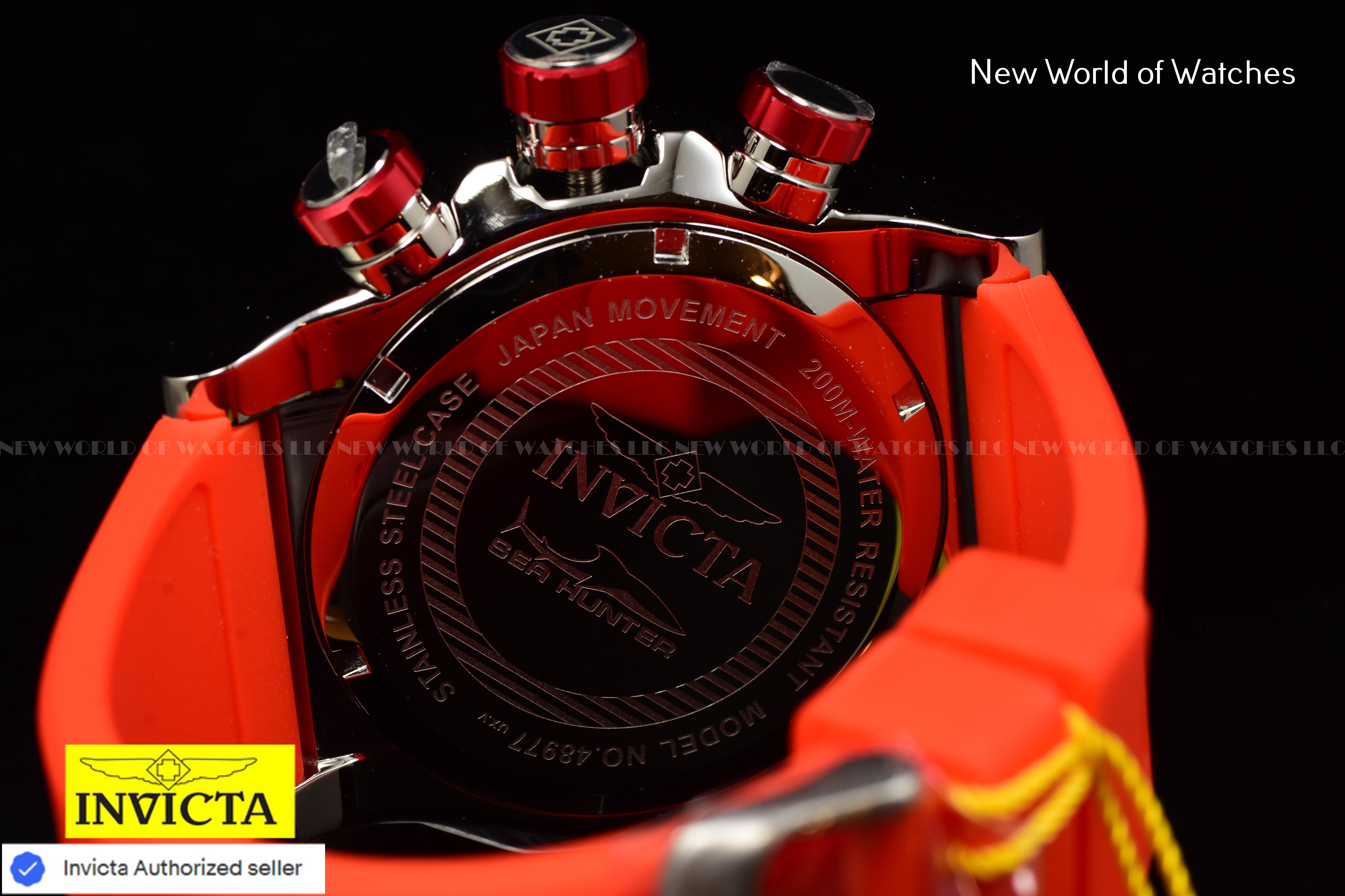 Invicta Men Sea Hunter 52mm Black Quartz Japan Silicone Watch
