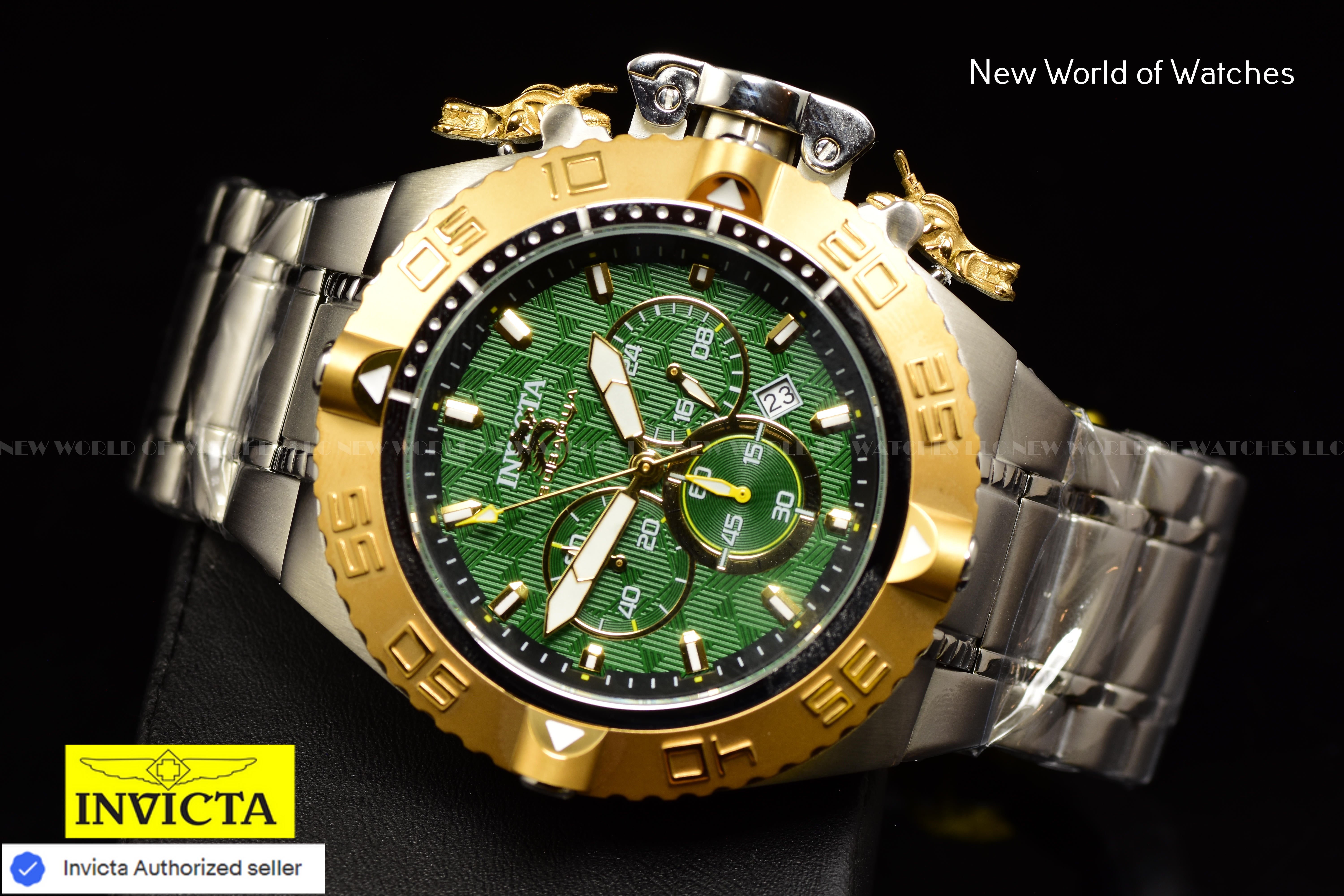 Invicta Men Subaqua Noma IV 50mm Green Gold Black Quartz Japan Stainless Steel Watch