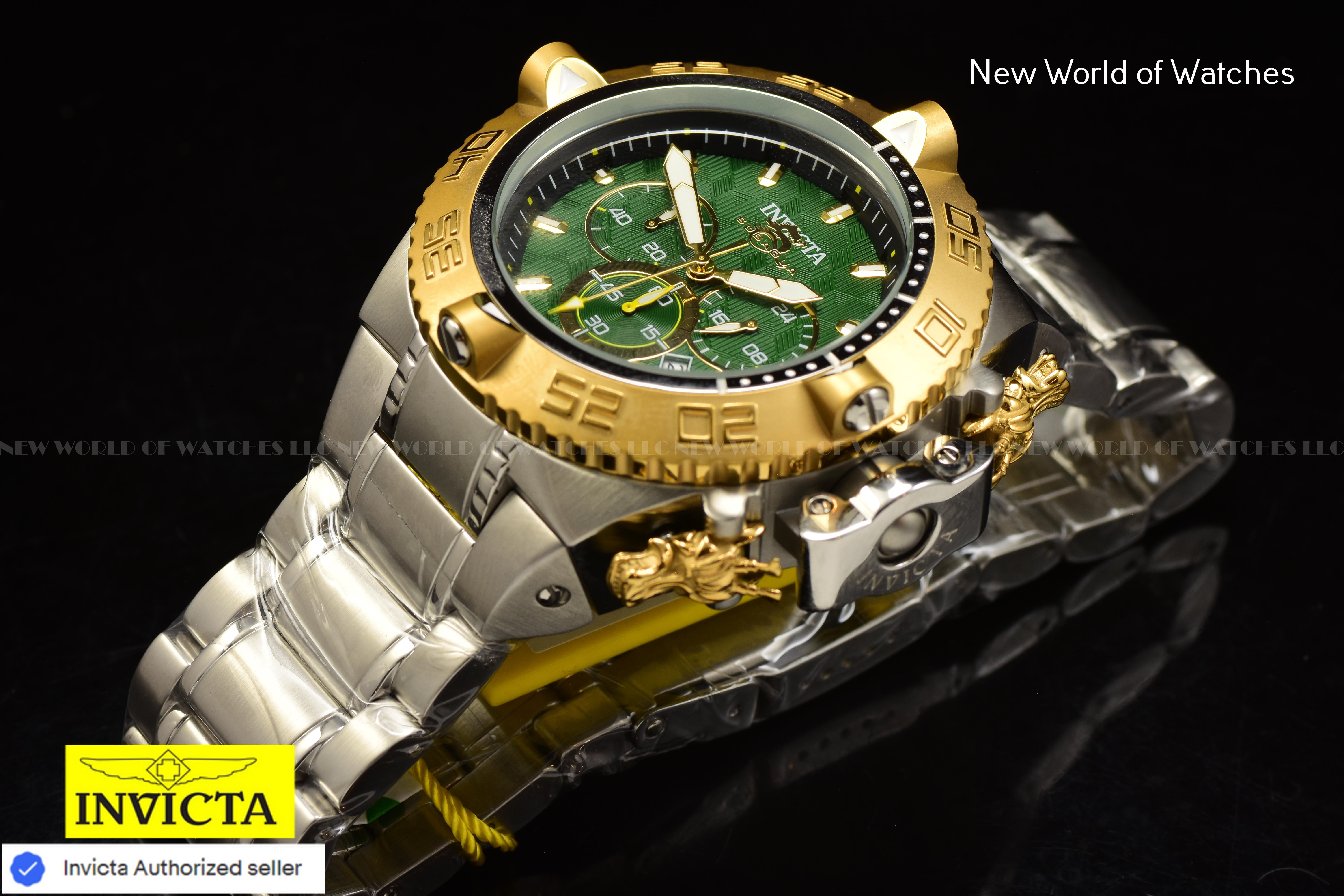 Invicta Men Subaqua Noma IV 50mm Green Gold Black Quartz Japan Stainless Steel Watch