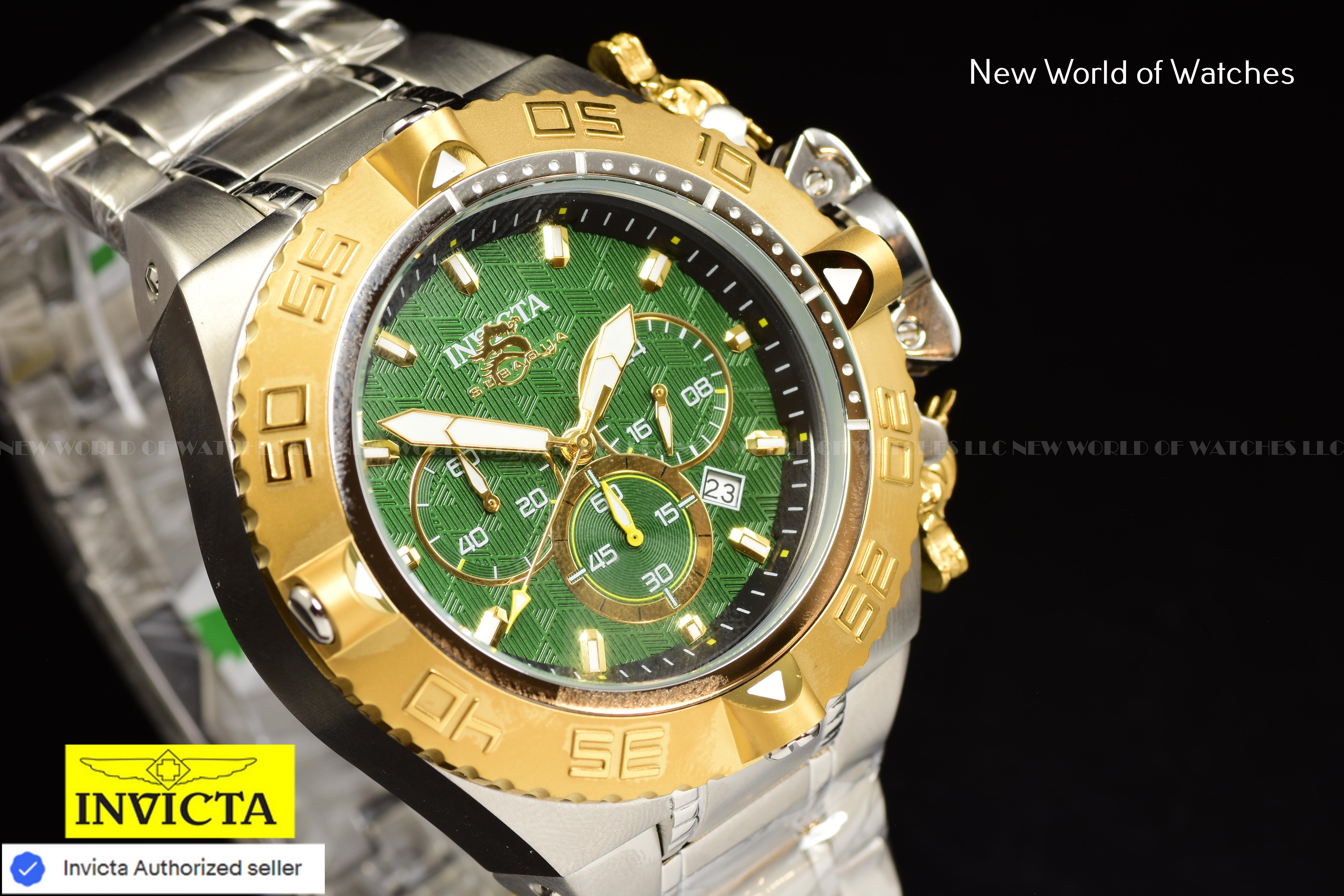 Invicta Men Subaqua Noma IV 50mm Green Gold Black Quartz Japan Stainless Steel Watch