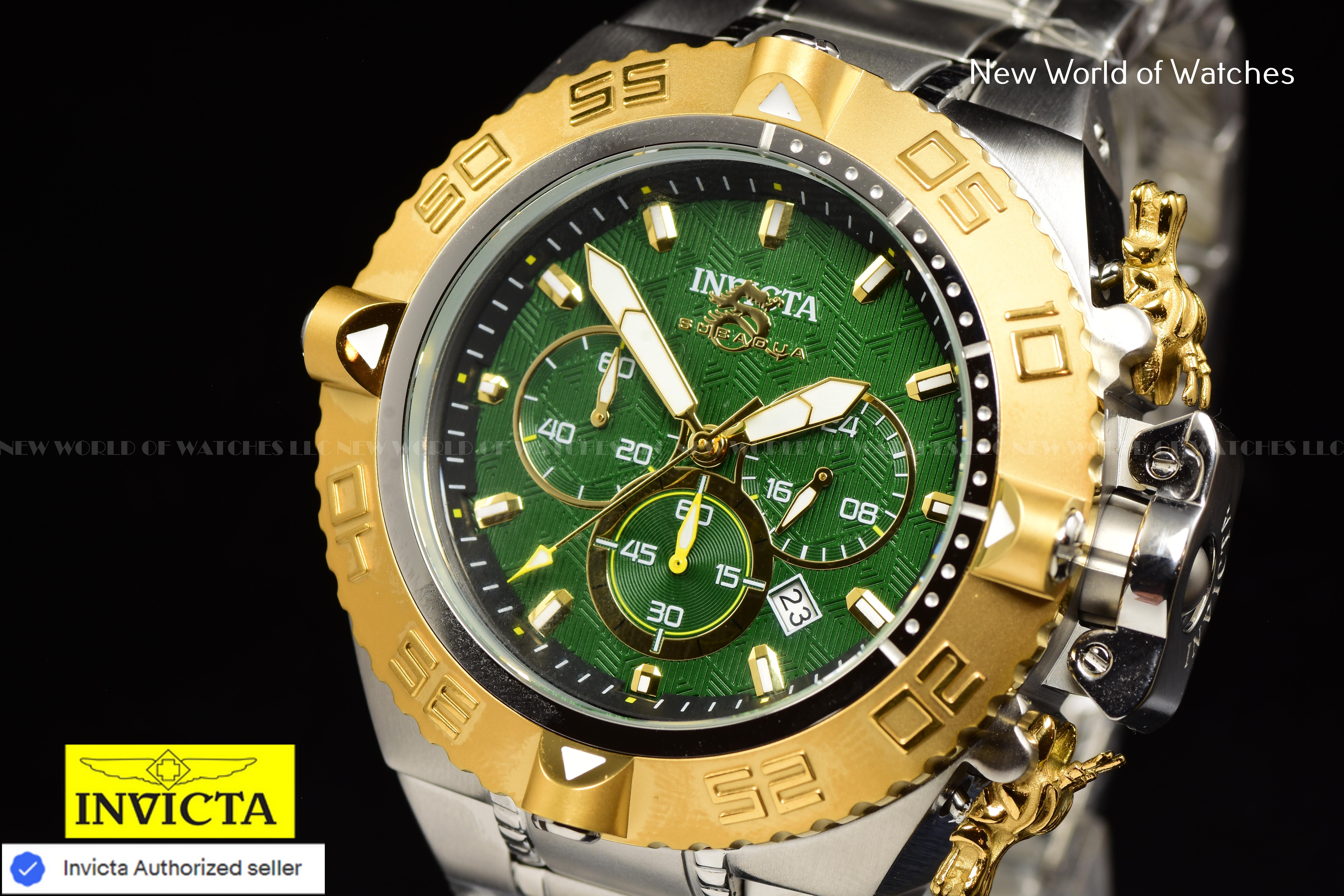 Invicta Men Subaqua Noma IV 50mm Green Gold Black Quartz Japan Stainless Steel Watch