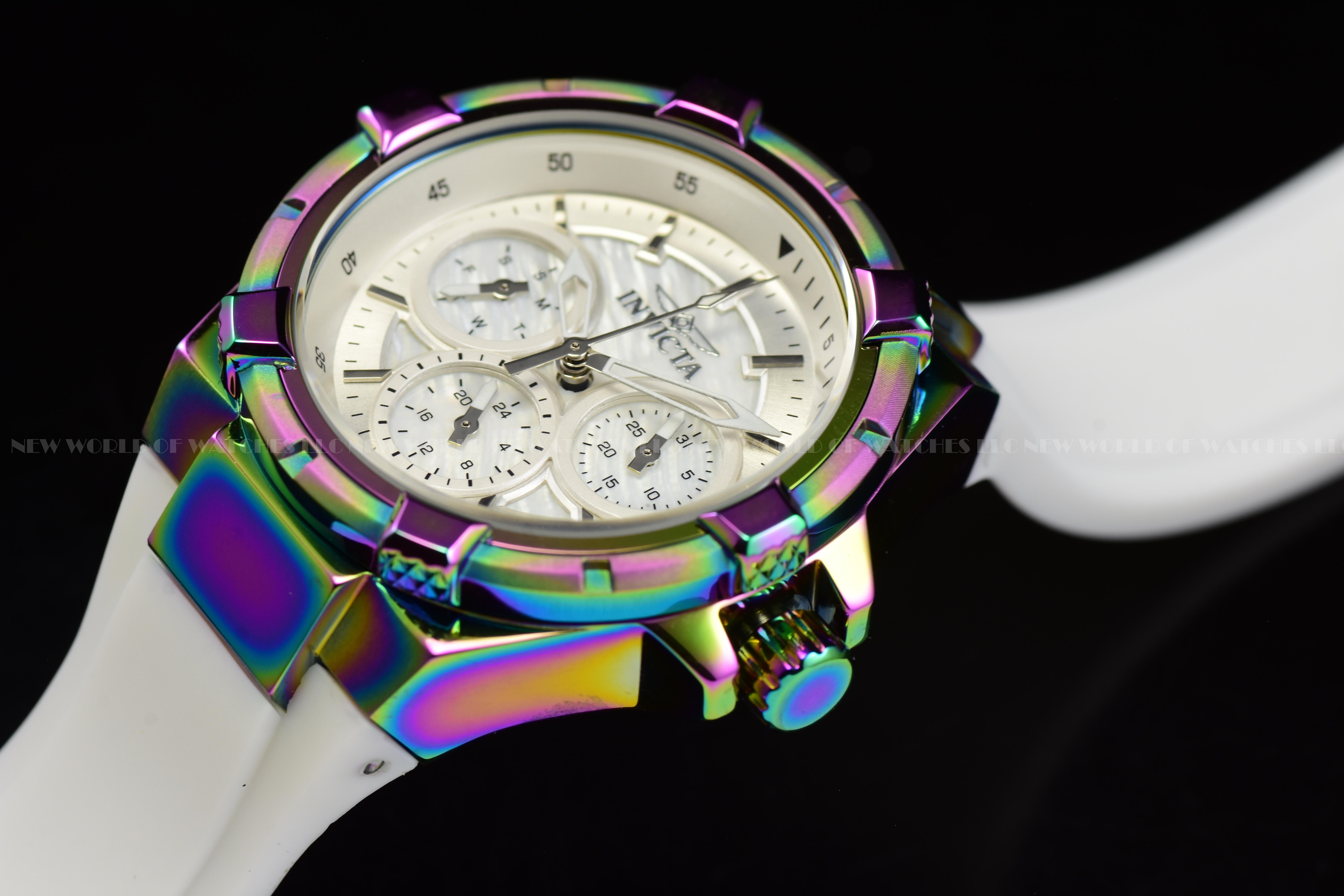 Invicta Lady Aviator 36mm Silver White Quartz Japan Silicone Watch