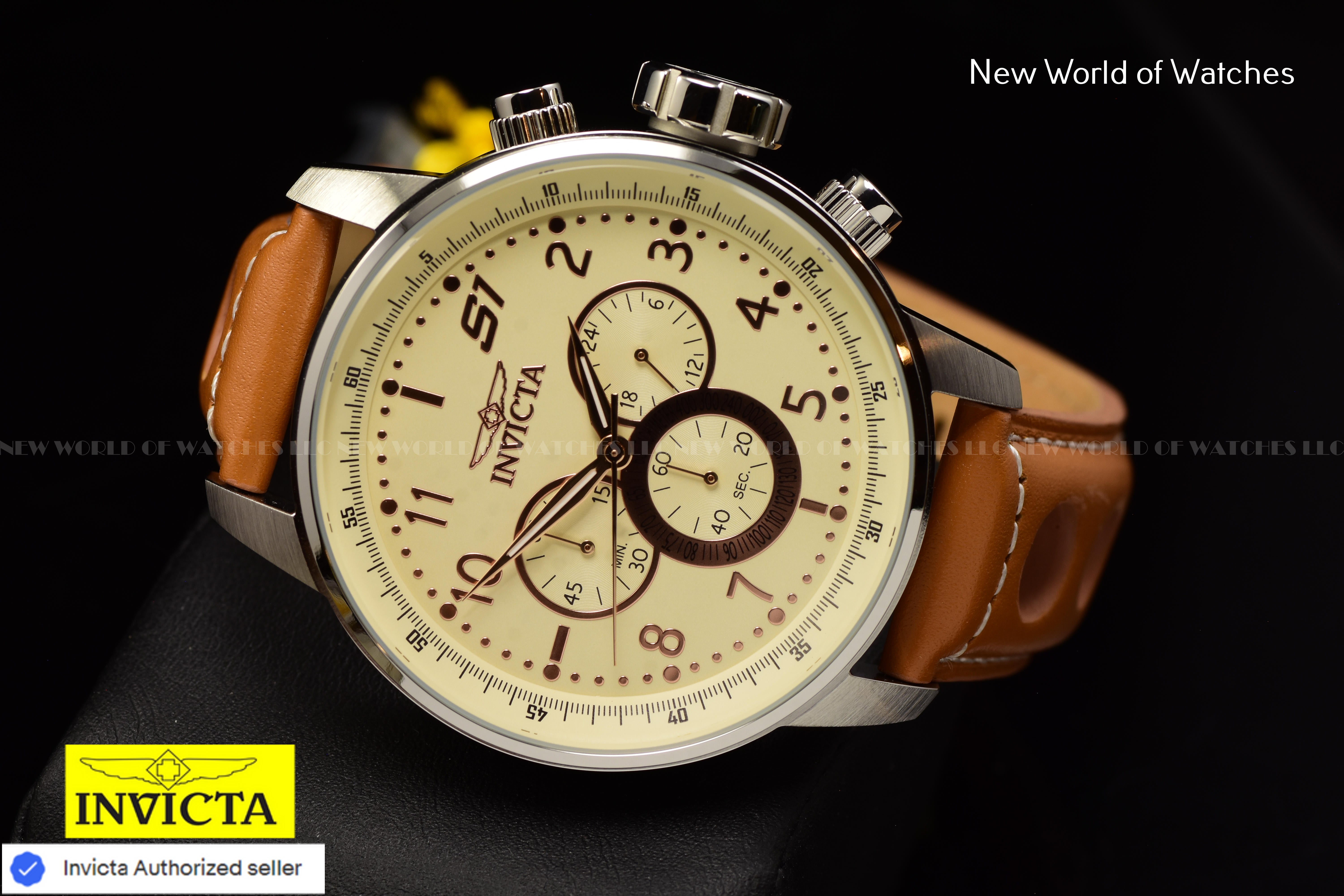 Invicta Men S1 Rally 48mm Ivory White Quartz Japan Leather Watch