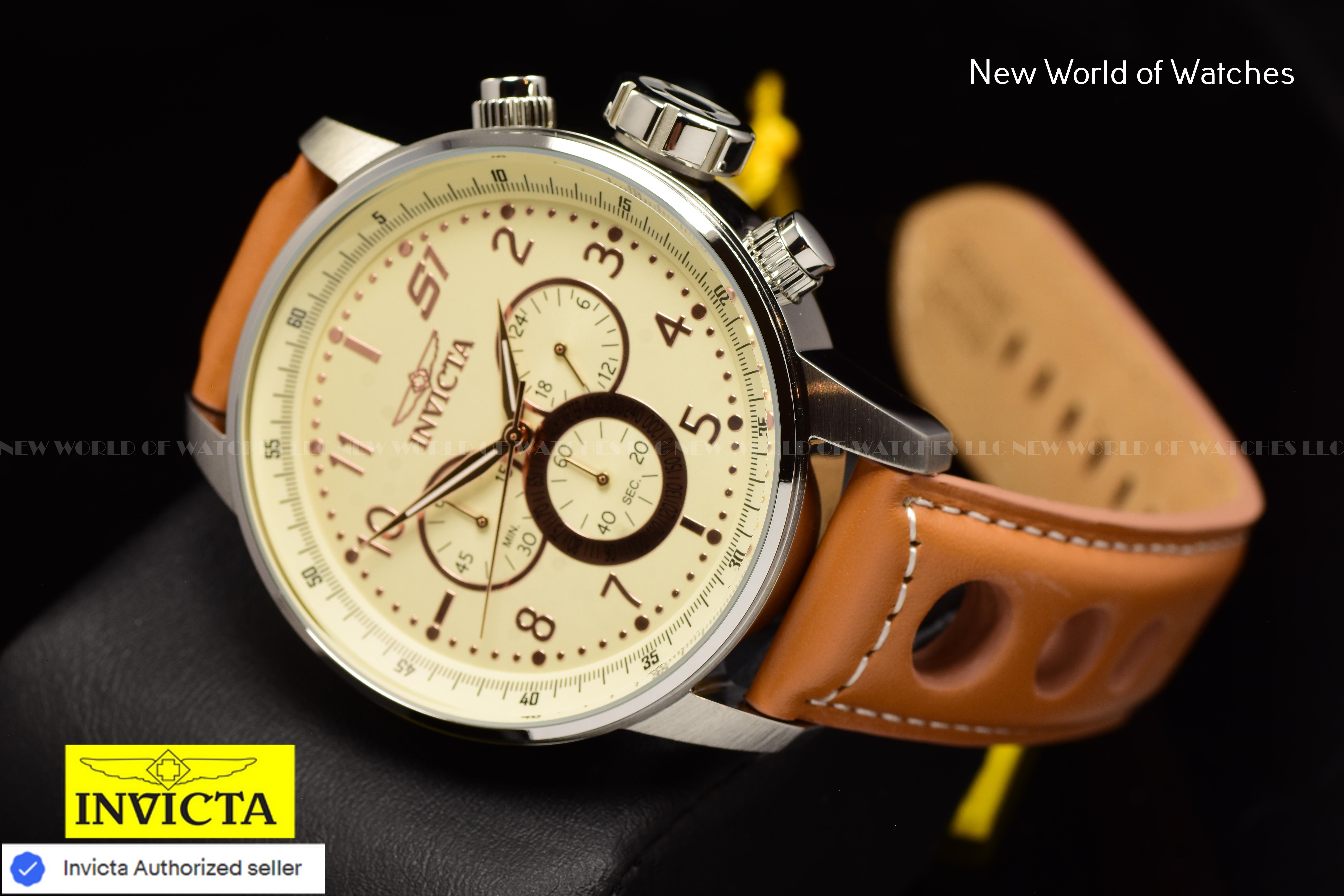 Invicta Men S1 Rally 48mm Ivory White Quartz Japan Leather Watch