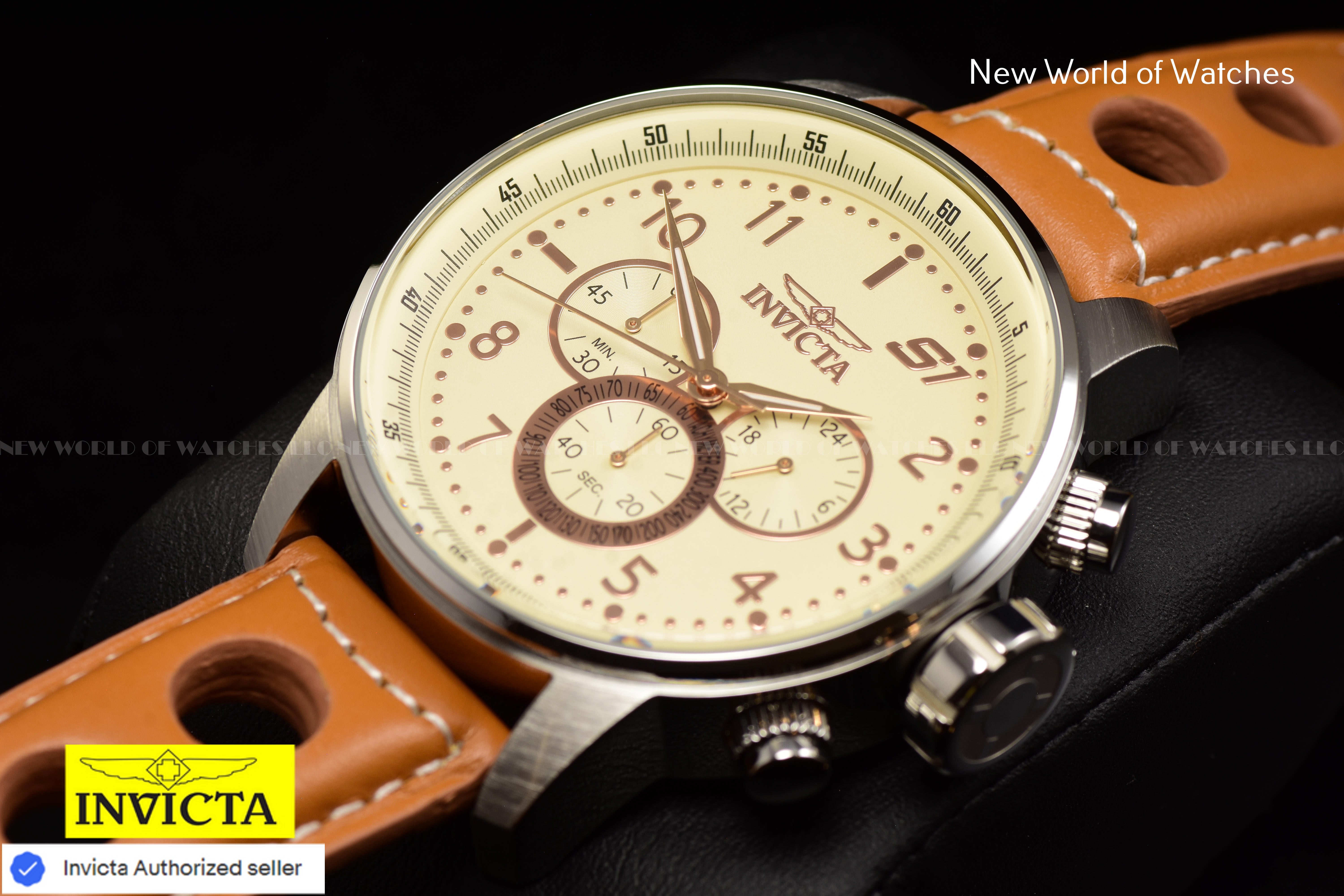 Invicta Men S1 Rally 48mm Ivory White Quartz Japan Leather Watch