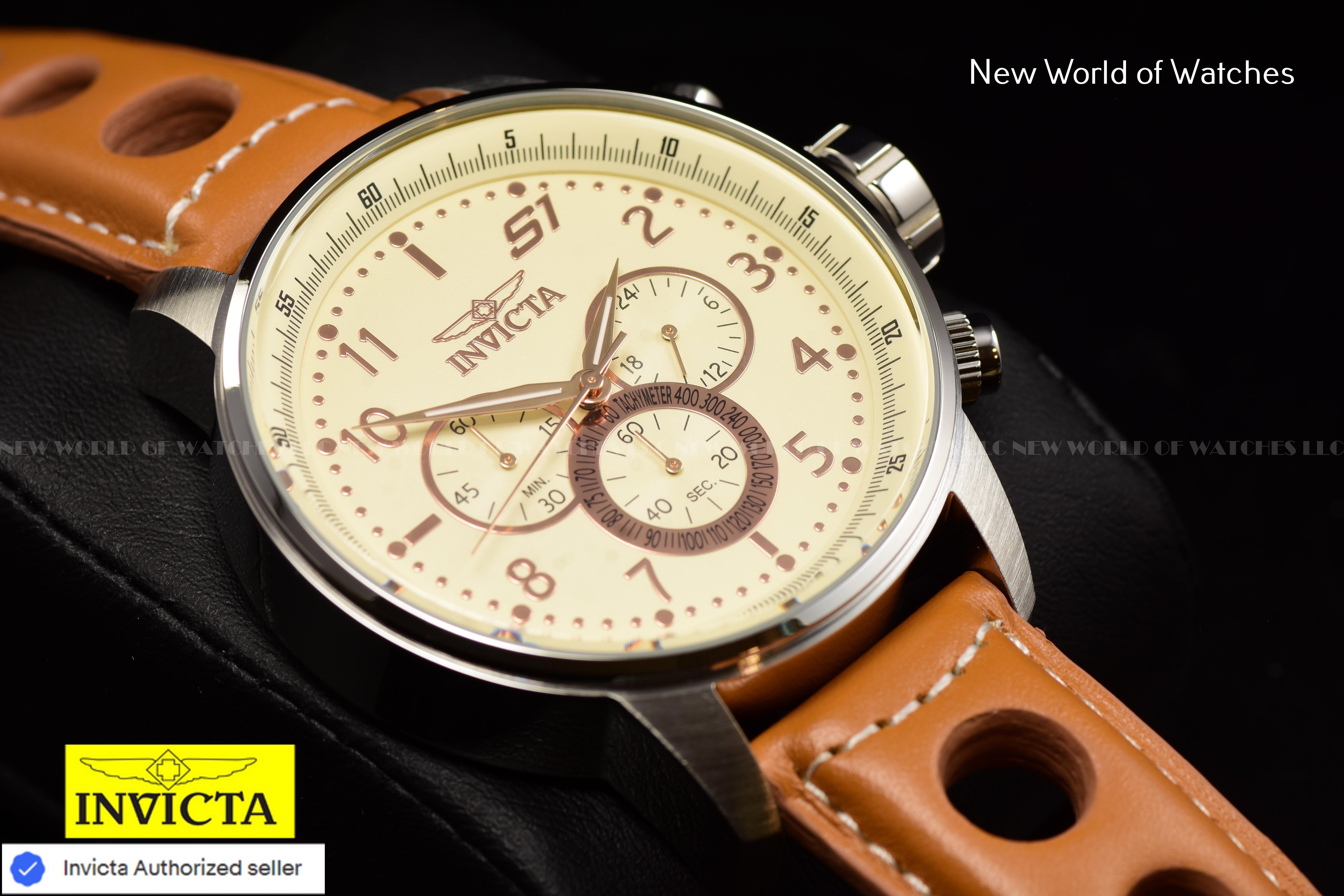Invicta Men S1 Rally 48mm Ivory White Quartz Japan Leather Watch