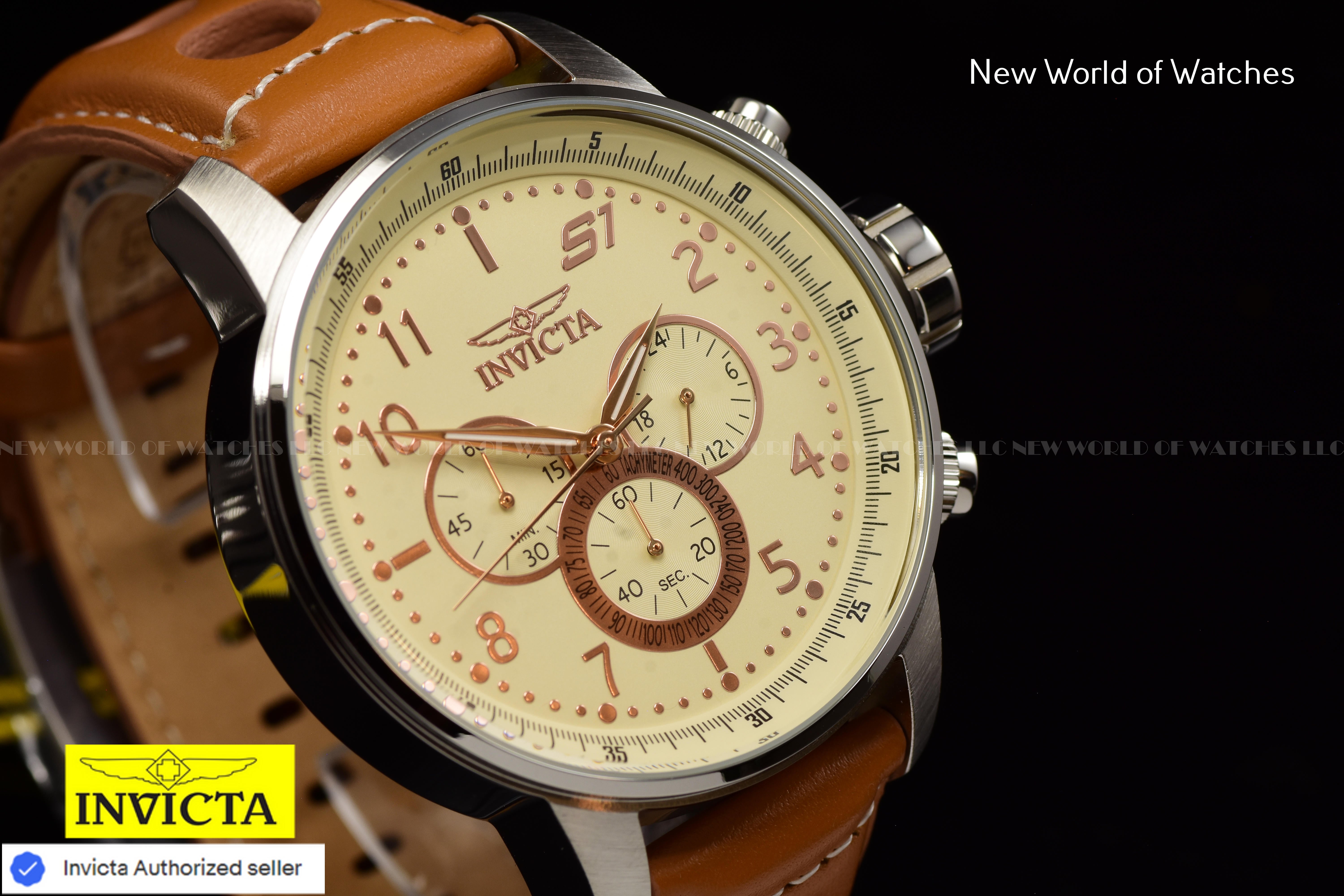 Invicta Men S1 Rally 48mm Ivory White Quartz Japan Leather Watch