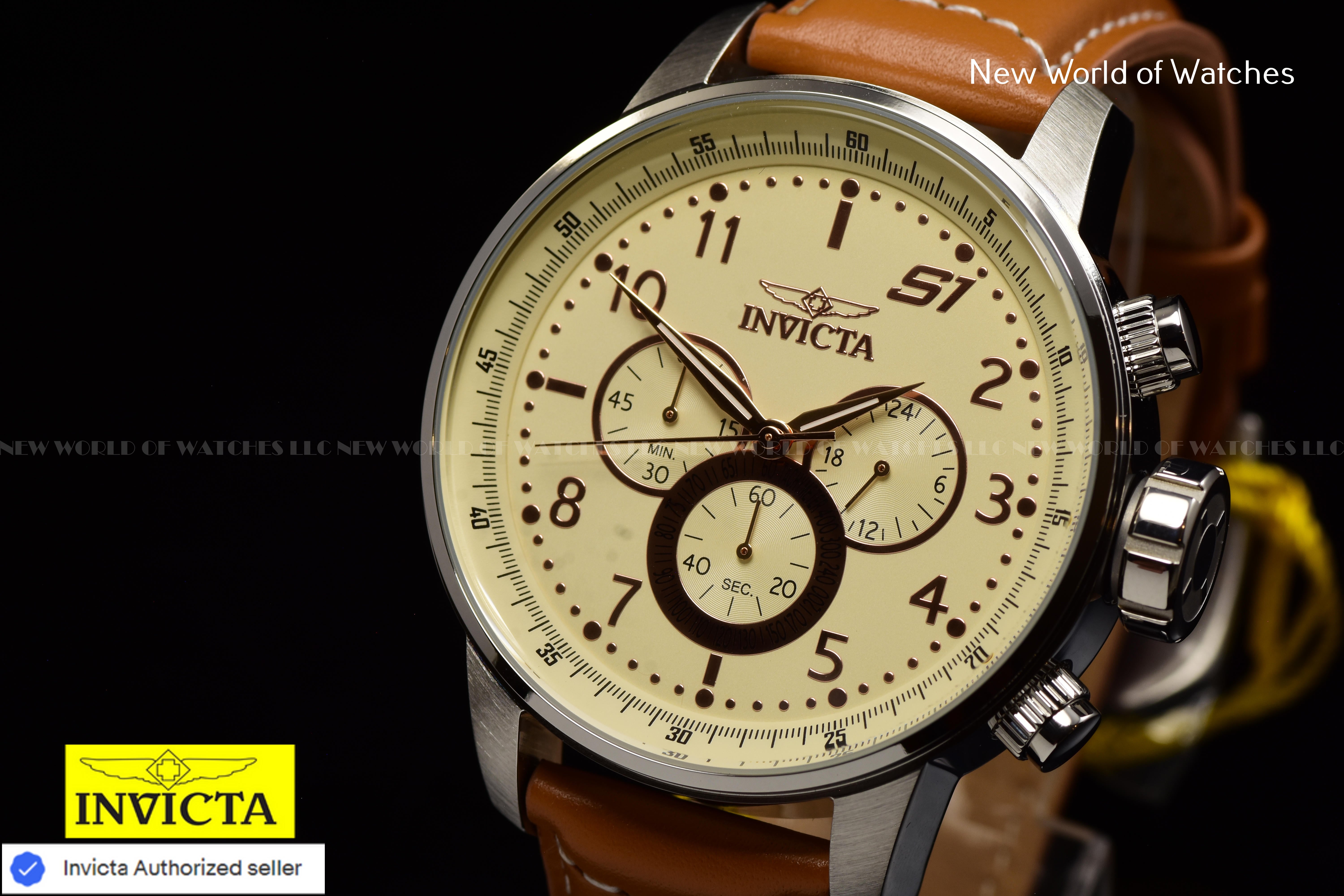 Invicta Men S1 Rally 48mm Ivory White Quartz Japan Leather Watch
