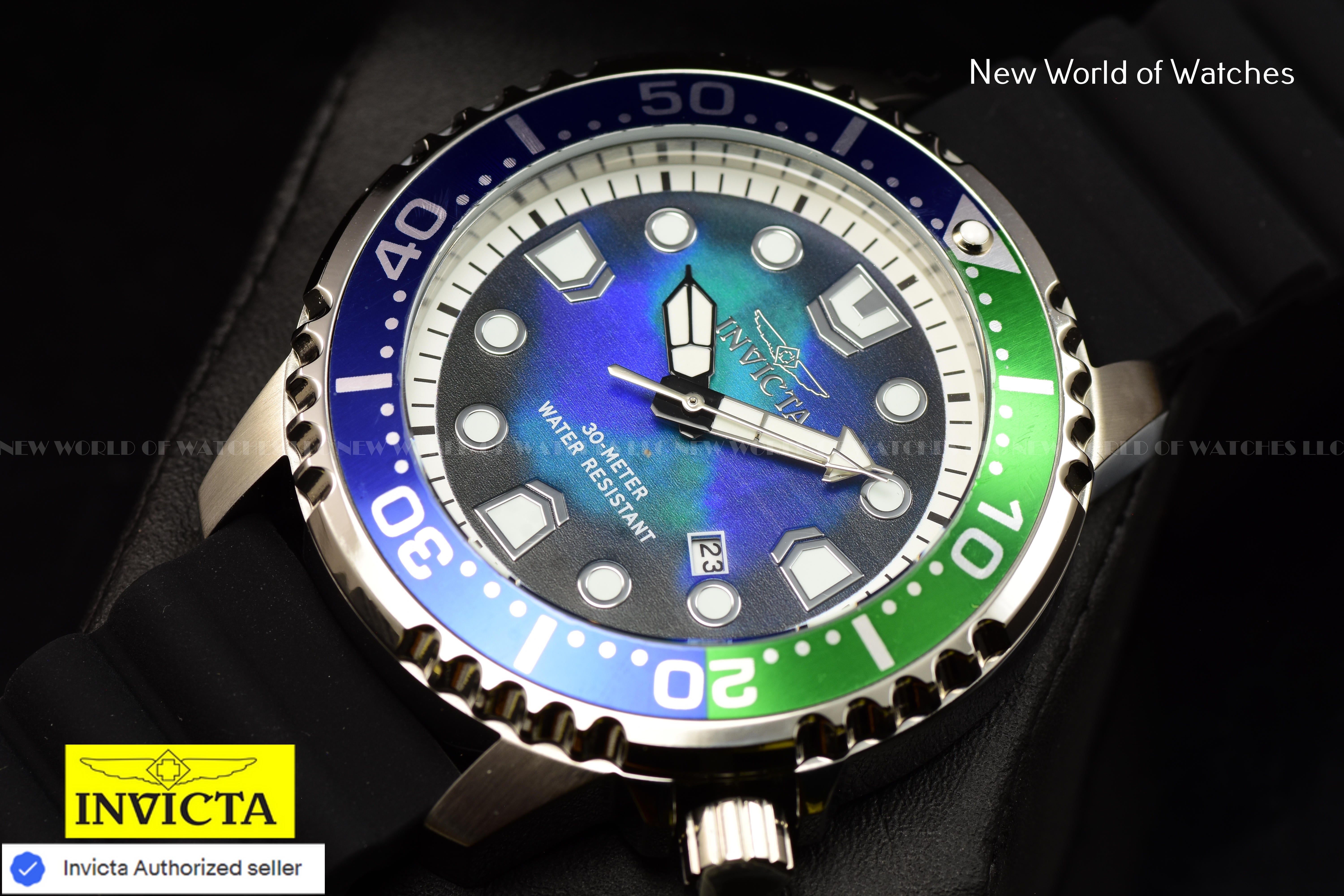Invicta Men Pro Diver 48mm Green Blue Quartz Singapore Silicone Watch