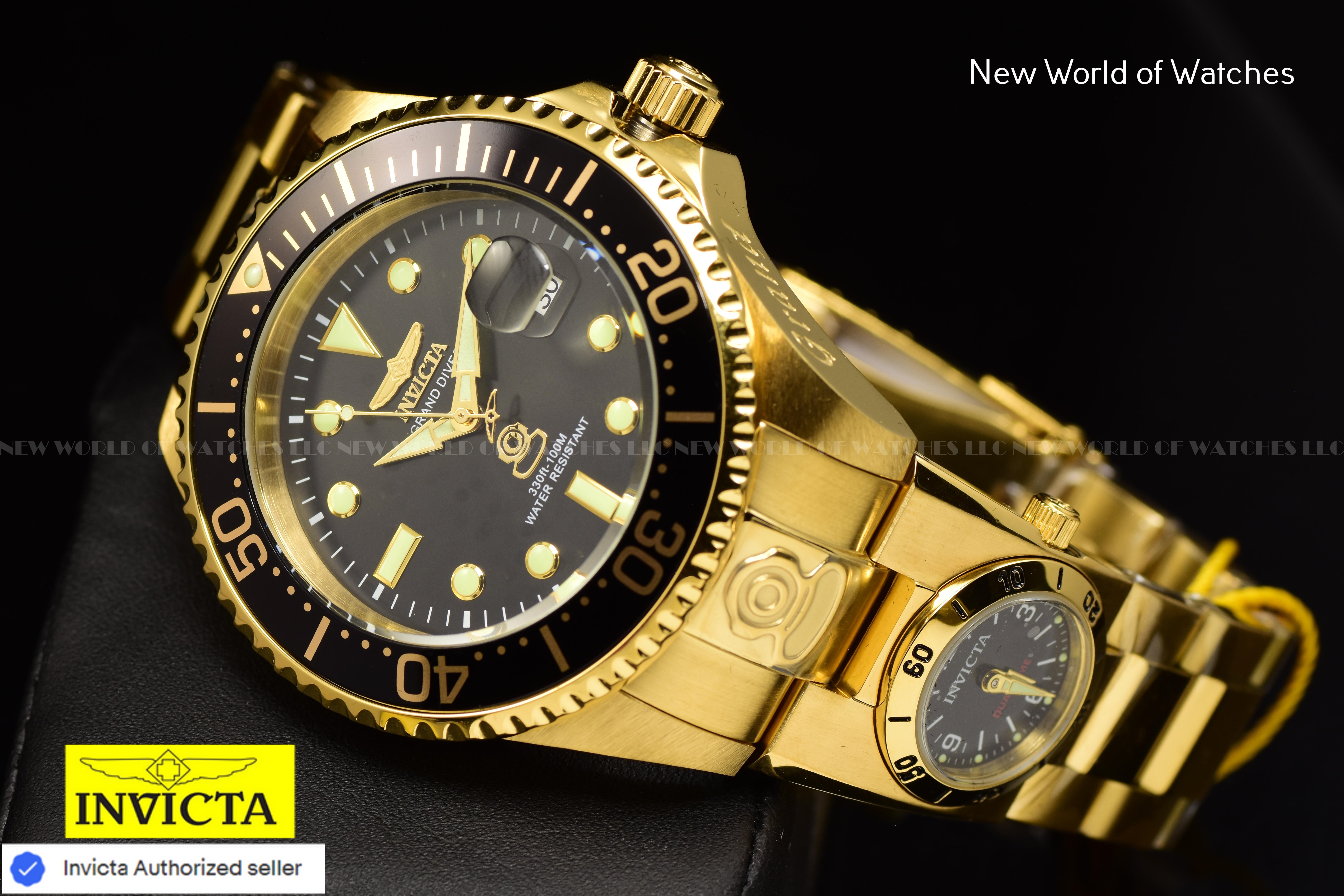 Invicta Men Pro Diver 47mm Black Automatic Quartz Malaysia Japan Stainless Steel Watch