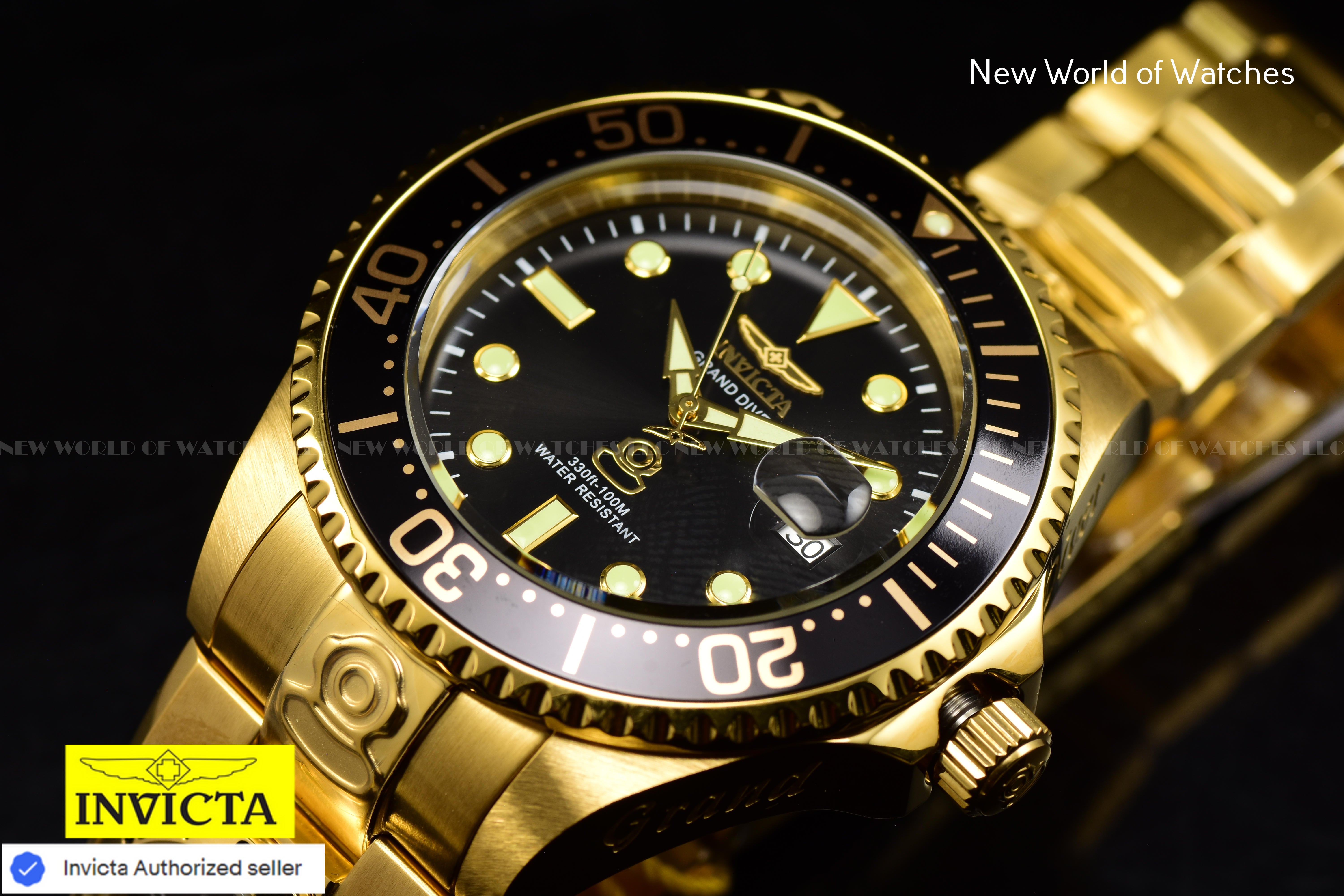 Invicta Men Pro Diver 47mm Black Automatic Quartz Malaysia Japan Stainless Steel Watch