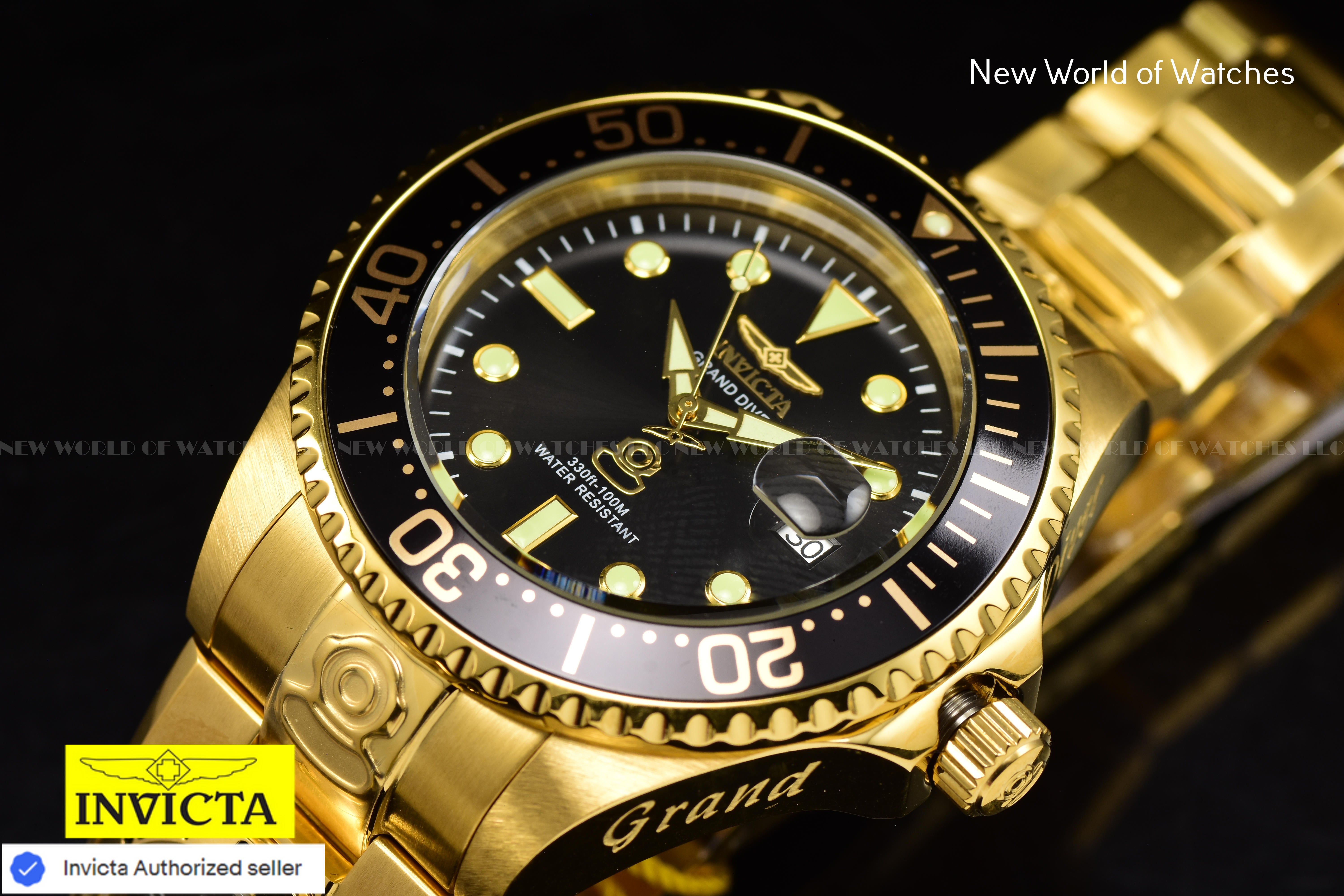 Invicta Men Pro Diver 47mm Black Automatic Quartz Malaysia Japan Stainless Steel Watch