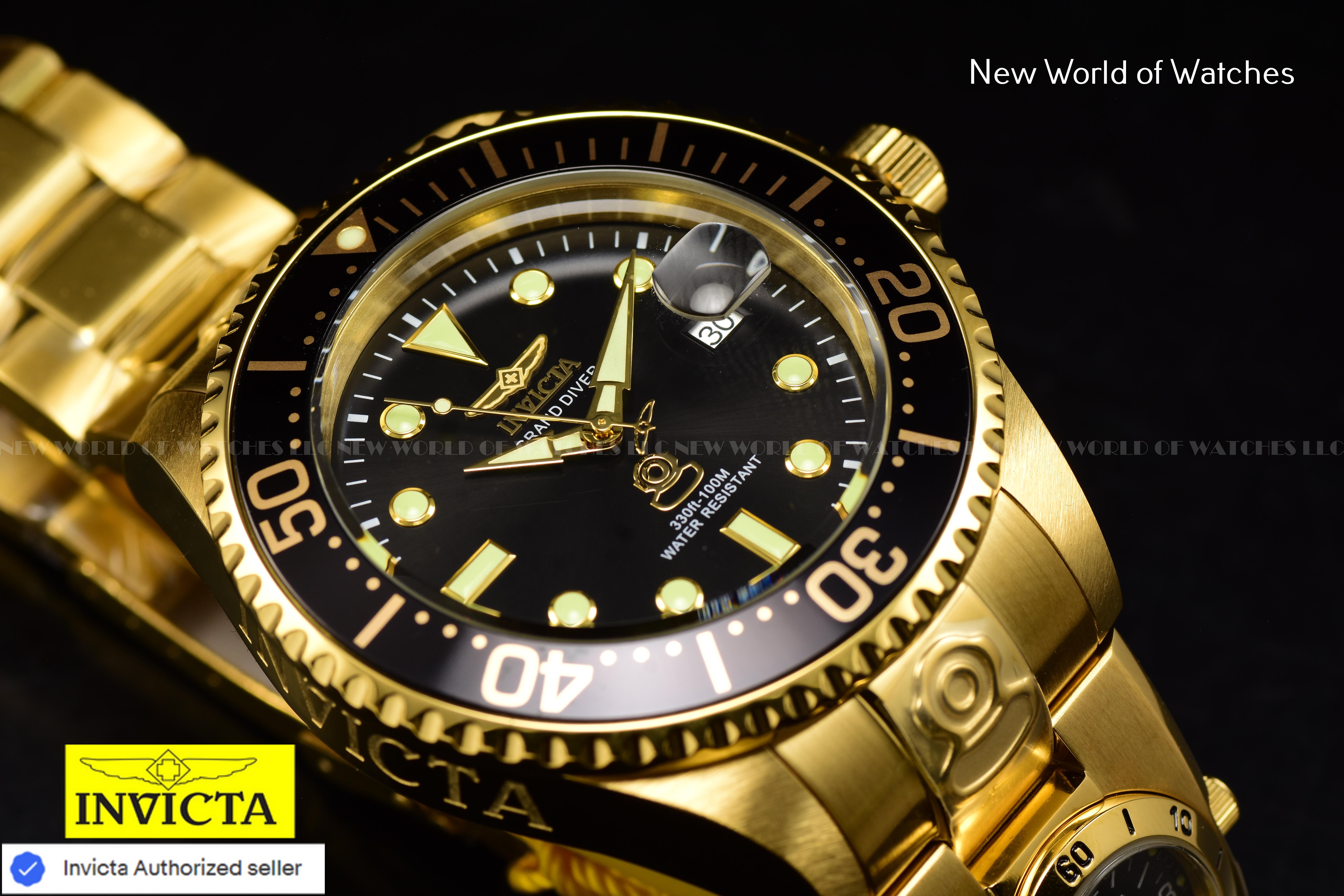 Invicta Men Pro Diver 47mm Black Automatic Quartz Malaysia Japan Stainless Steel Watch