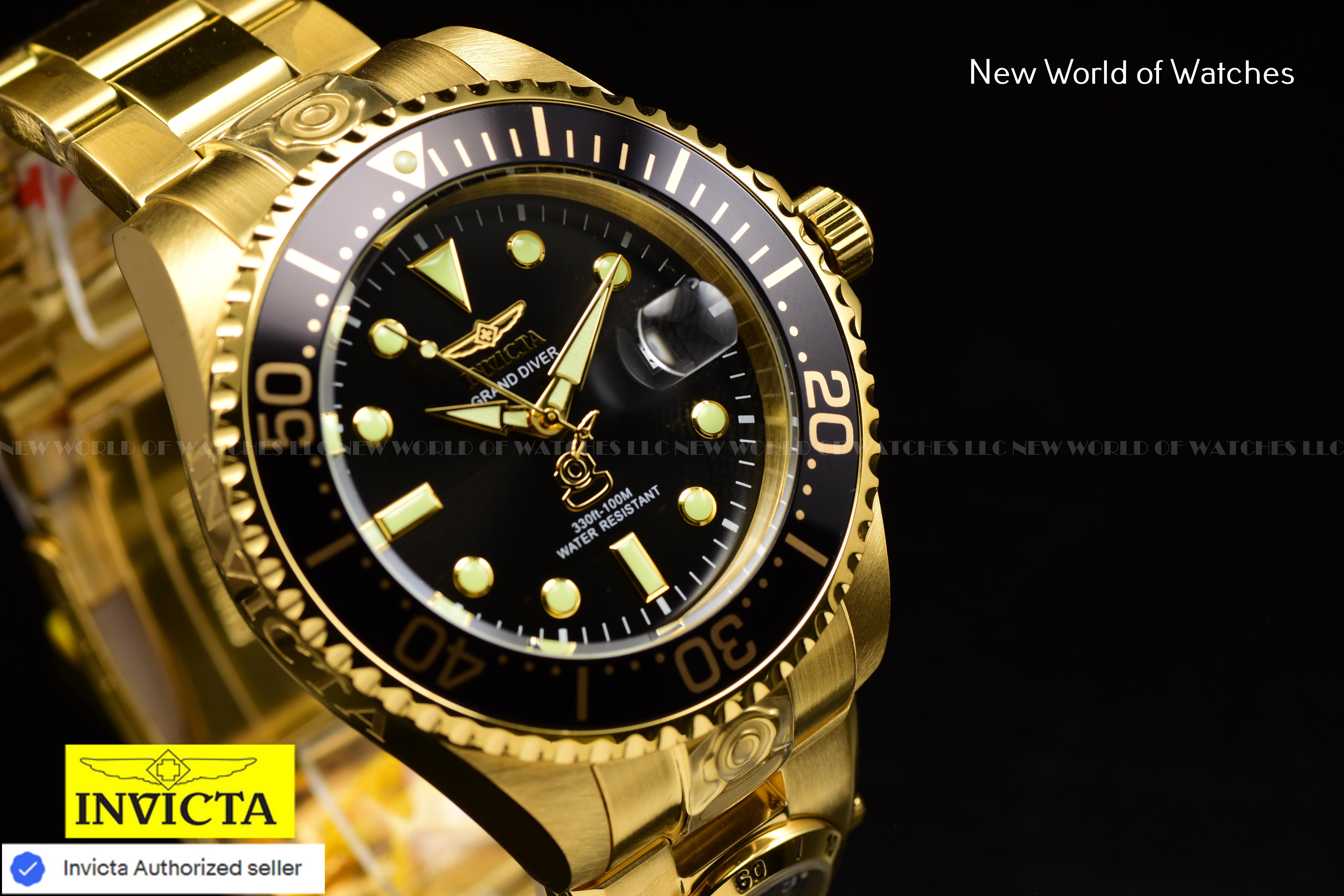 Invicta Men Pro Diver 47mm Black Automatic Quartz Malaysia Japan Stainless Steel Watch