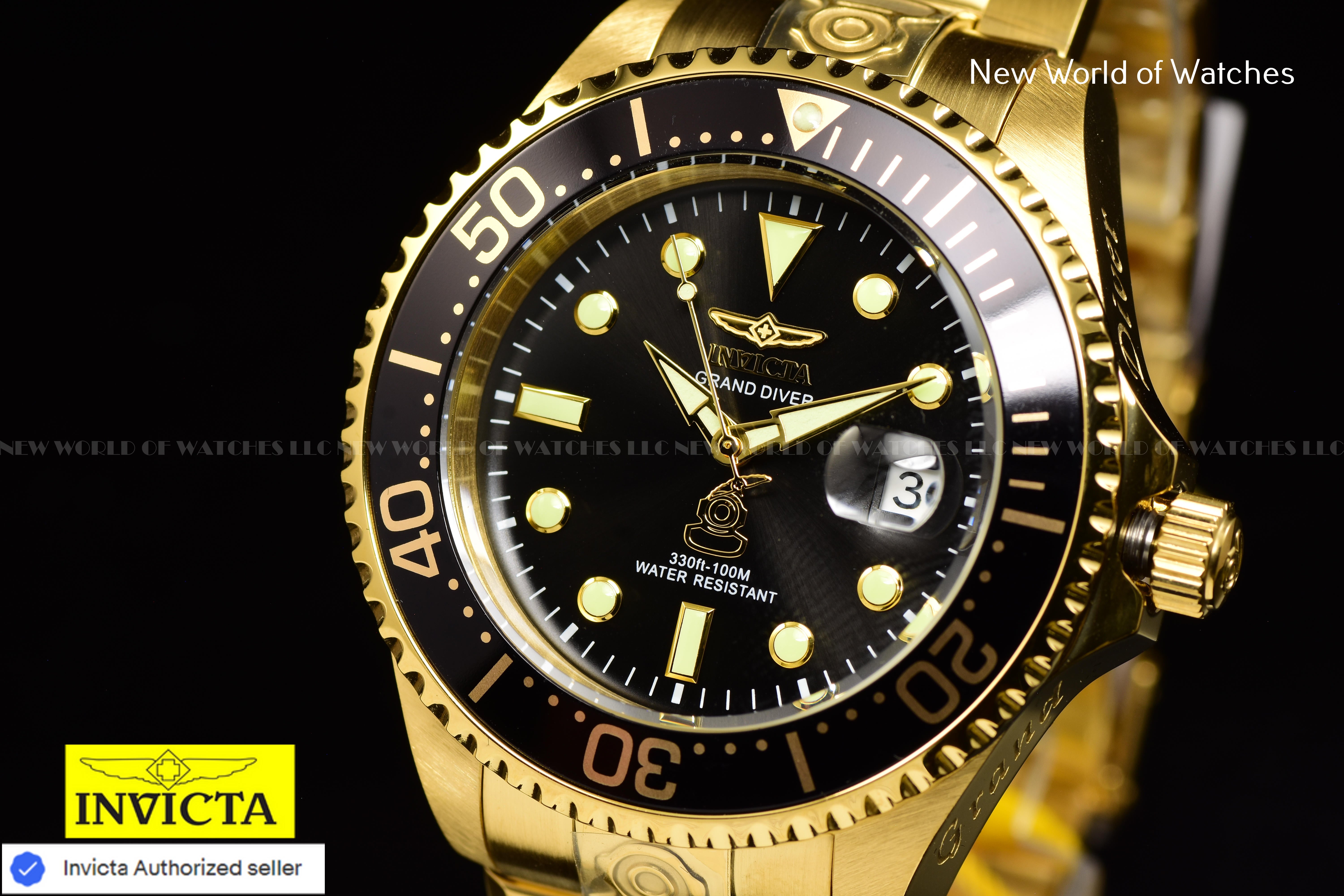 Invicta Men Pro Diver 47mm Black Automatic Quartz Malaysia Japan Stainless Steel Watch