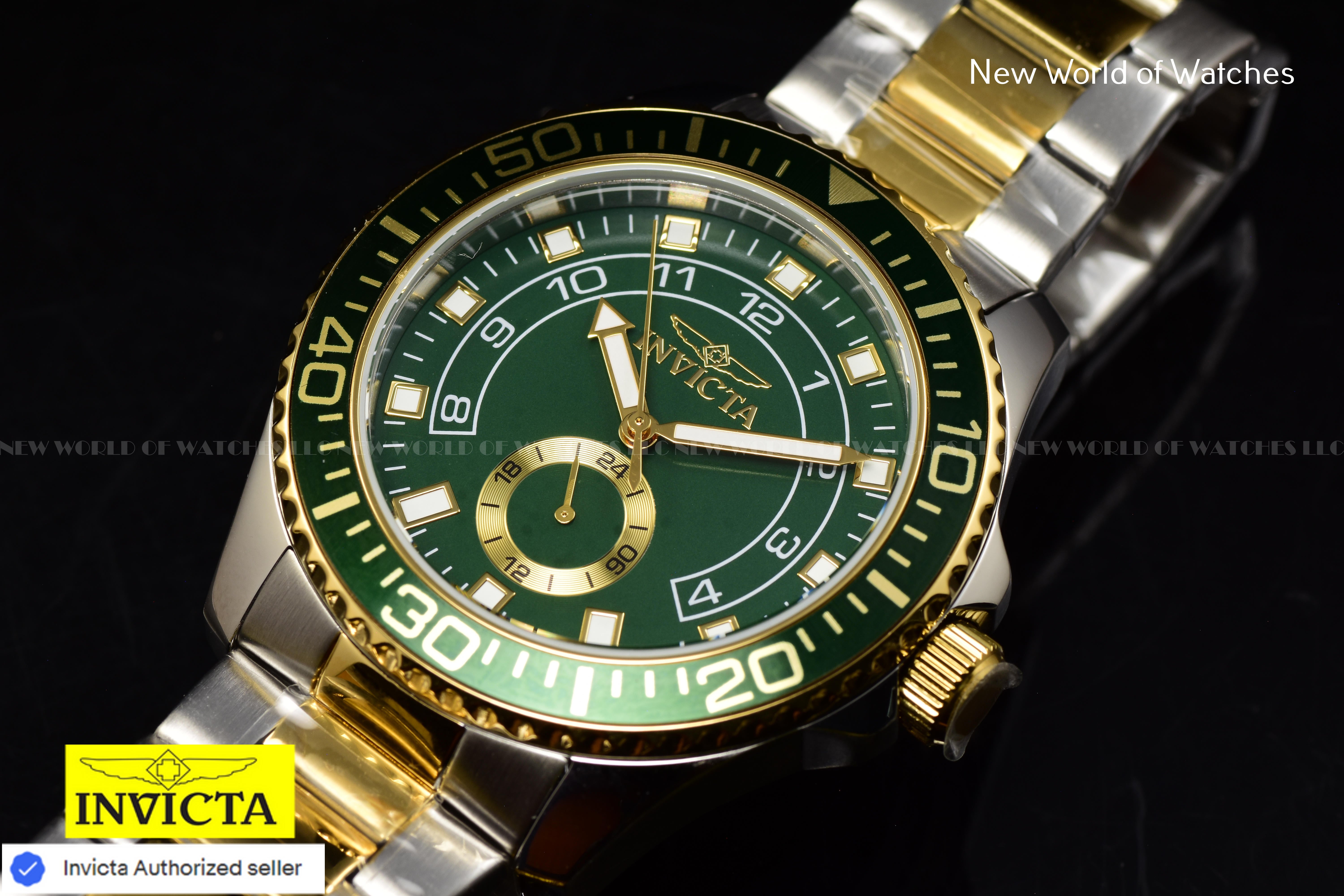 Invicta Men Pro Diver 44mm Green Quartz Japan Stainless Steel Watch