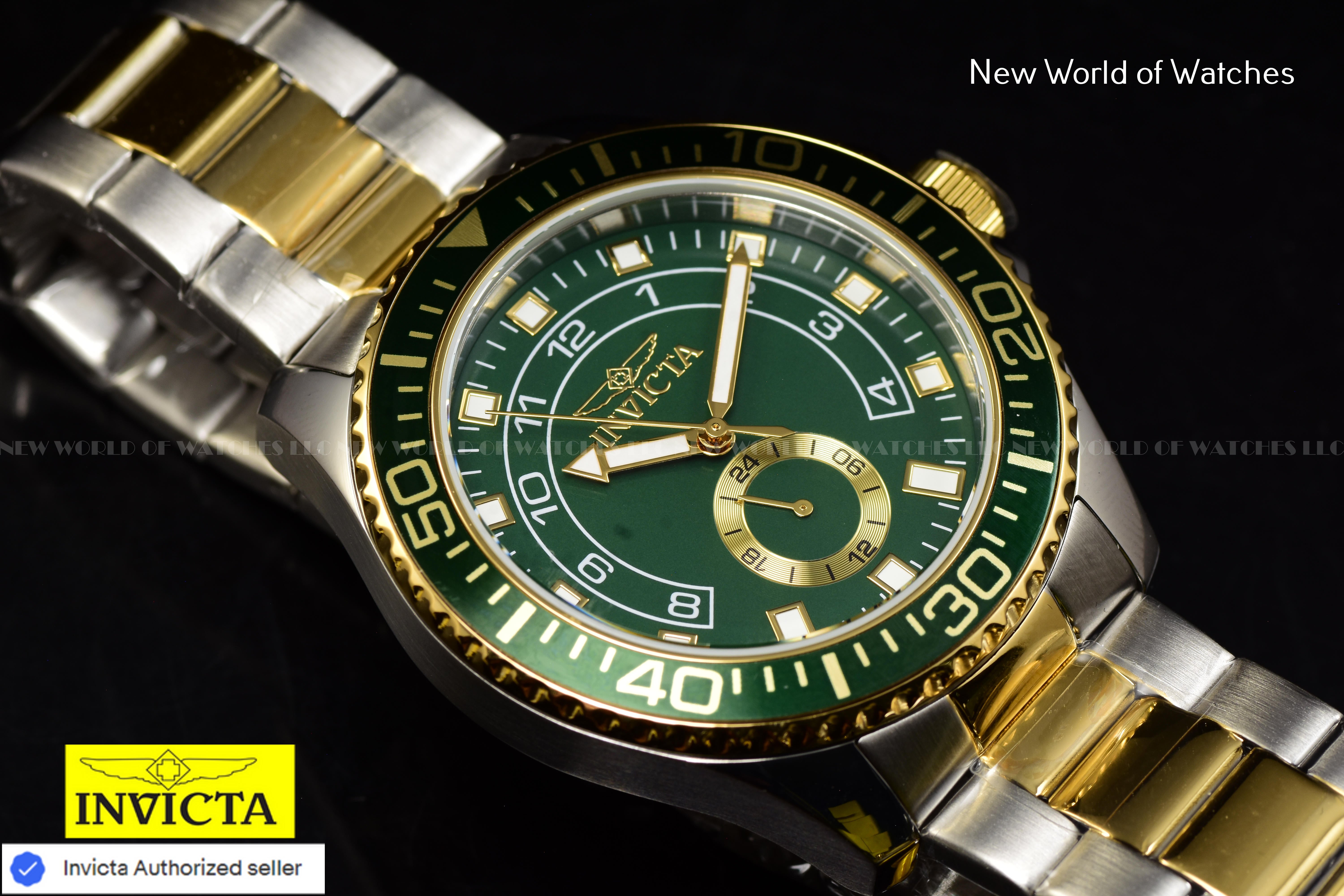Invicta Men Pro Diver 44mm Green Quartz Japan Stainless Steel Watch