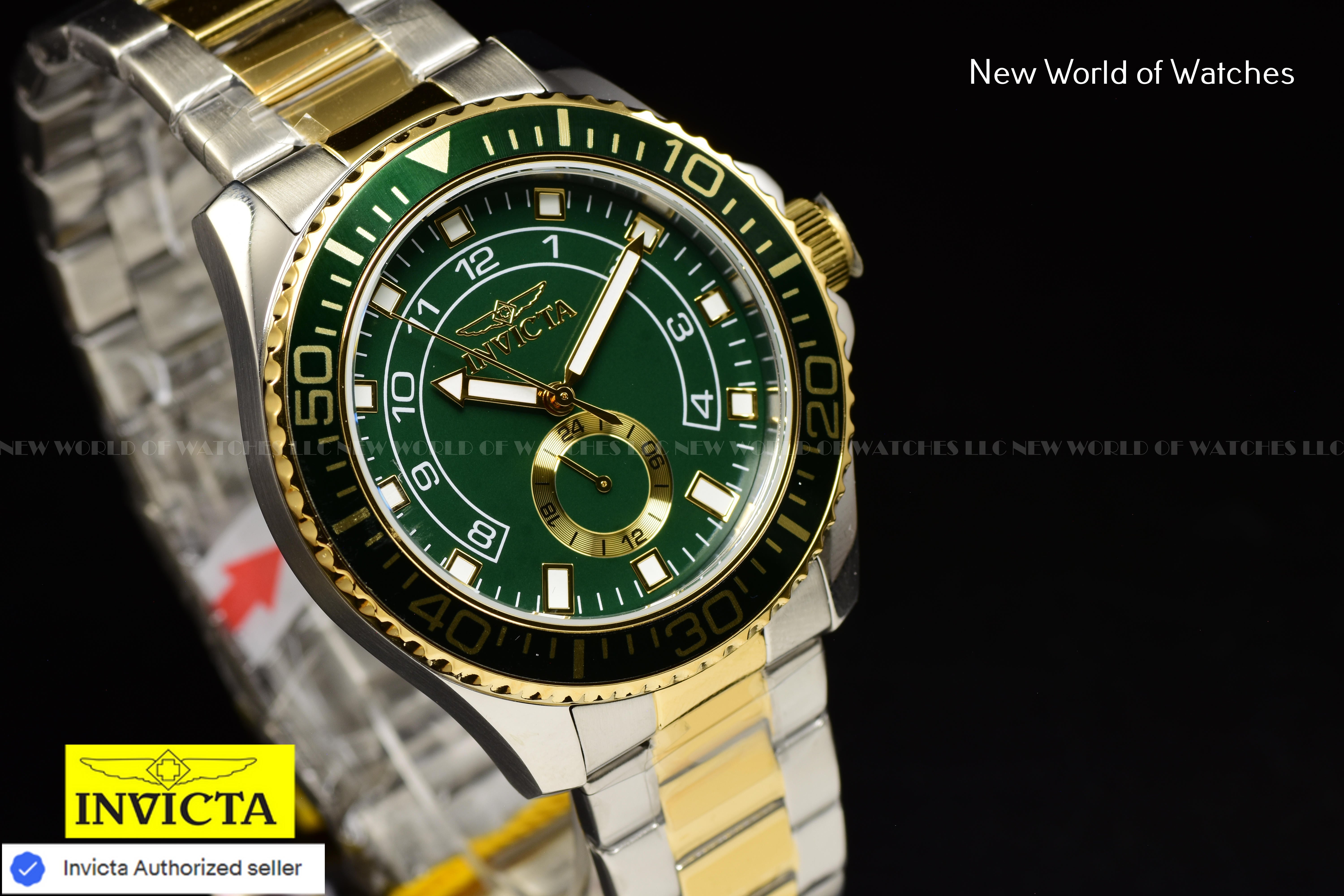 Invicta Men Pro Diver 44mm Green Quartz Japan Stainless Steel Watch