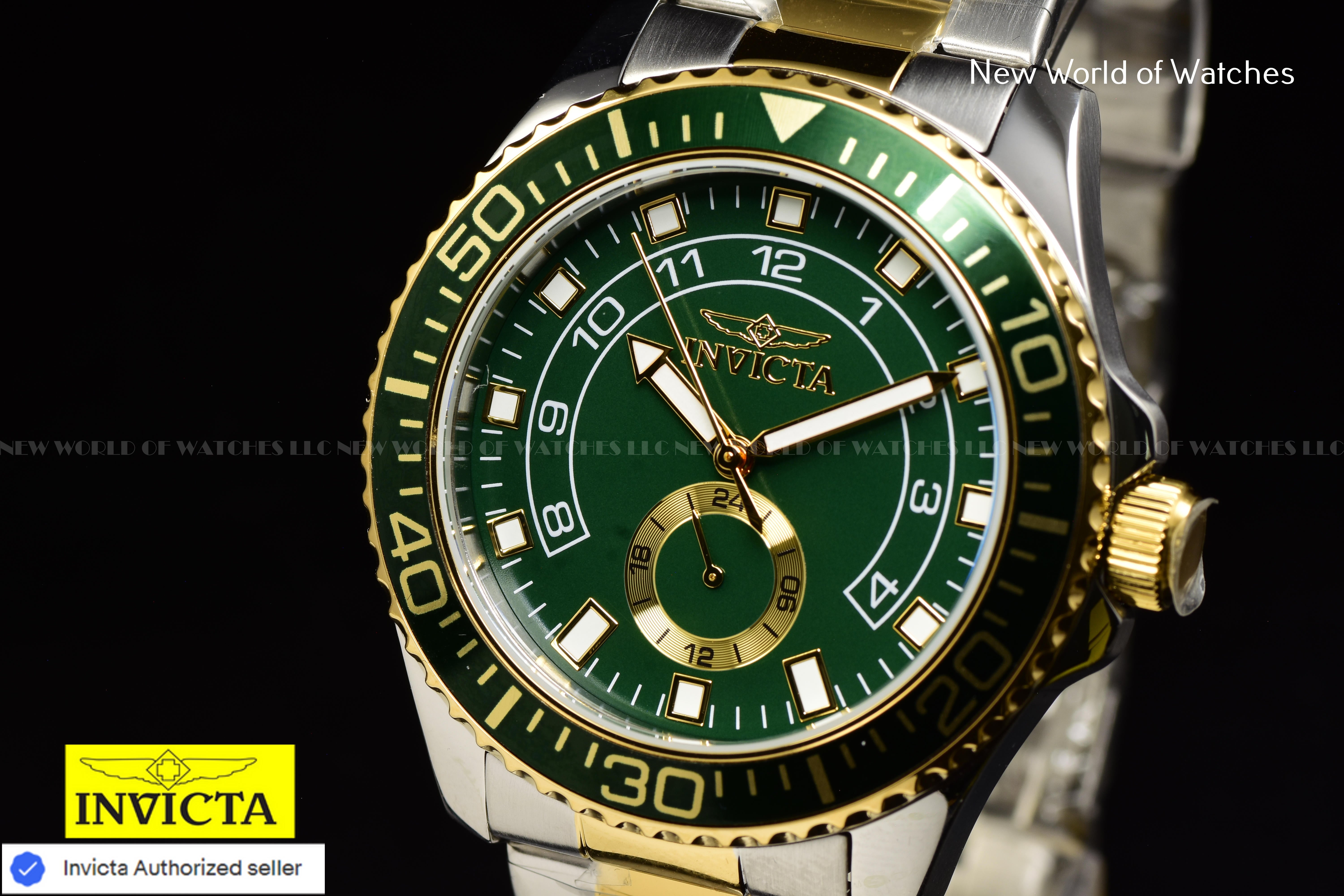 Invicta Men Pro Diver 44mm Green Quartz Japan Stainless Steel Watch