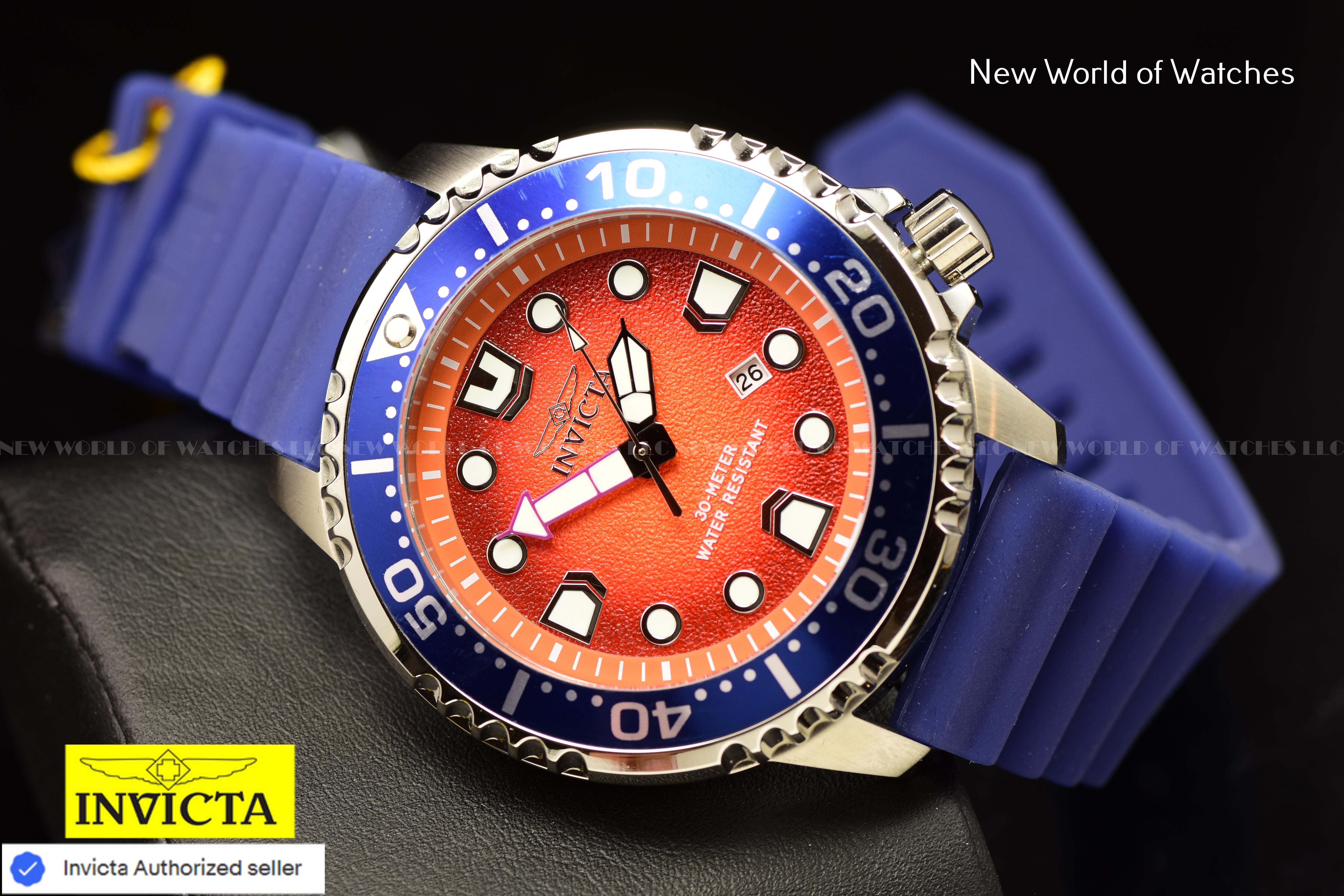 Invicta Men Pro Diver 48mm Orange Quartz Singapore Silicone Watch
