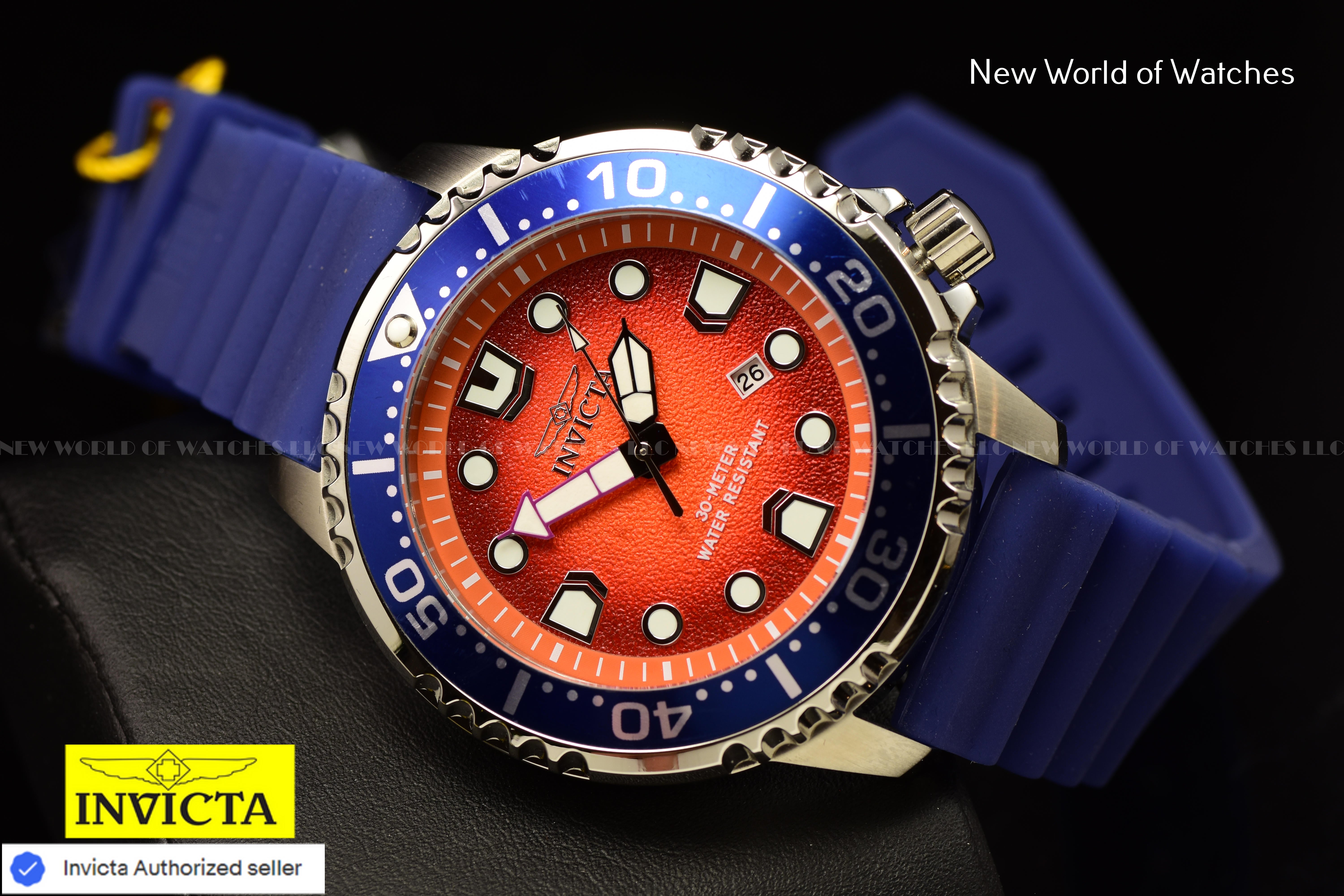 Invicta Men Pro Diver 48mm Orange Quartz Singapore Silicone Watch