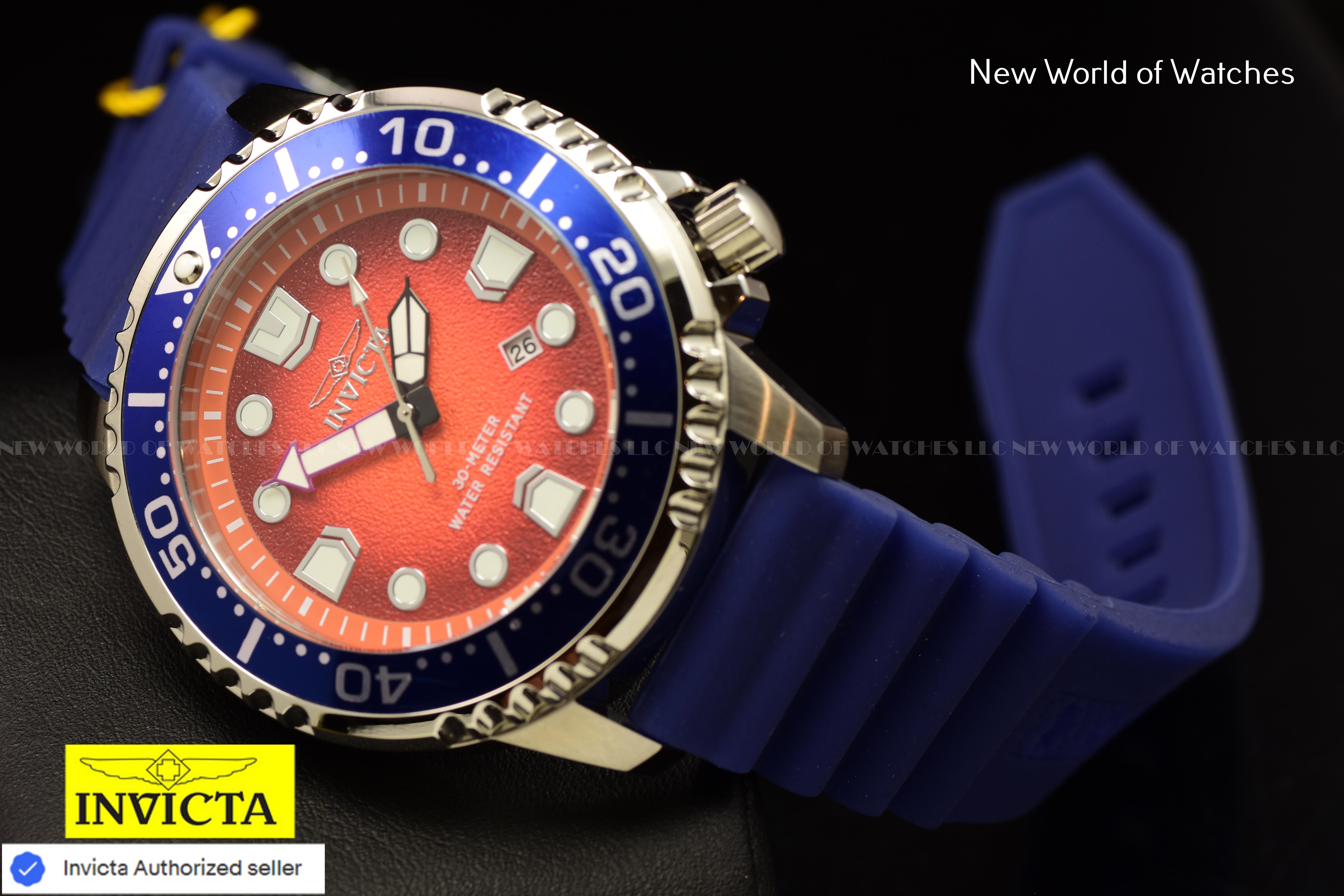 Invicta Men Pro Diver 48mm Orange Quartz Singapore Silicone Watch