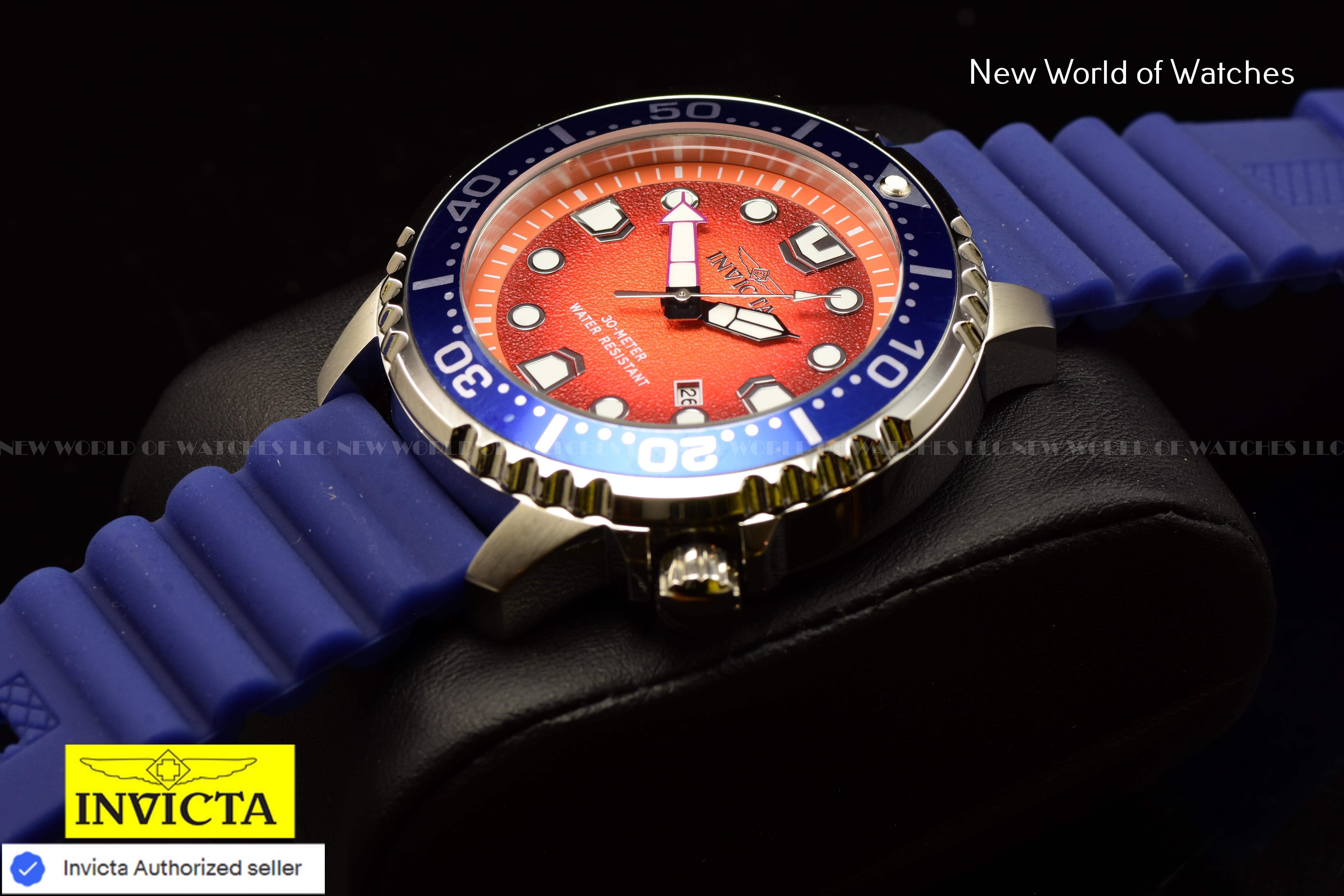 Invicta Men Pro Diver 48mm Orange Quartz Singapore Silicone Watch