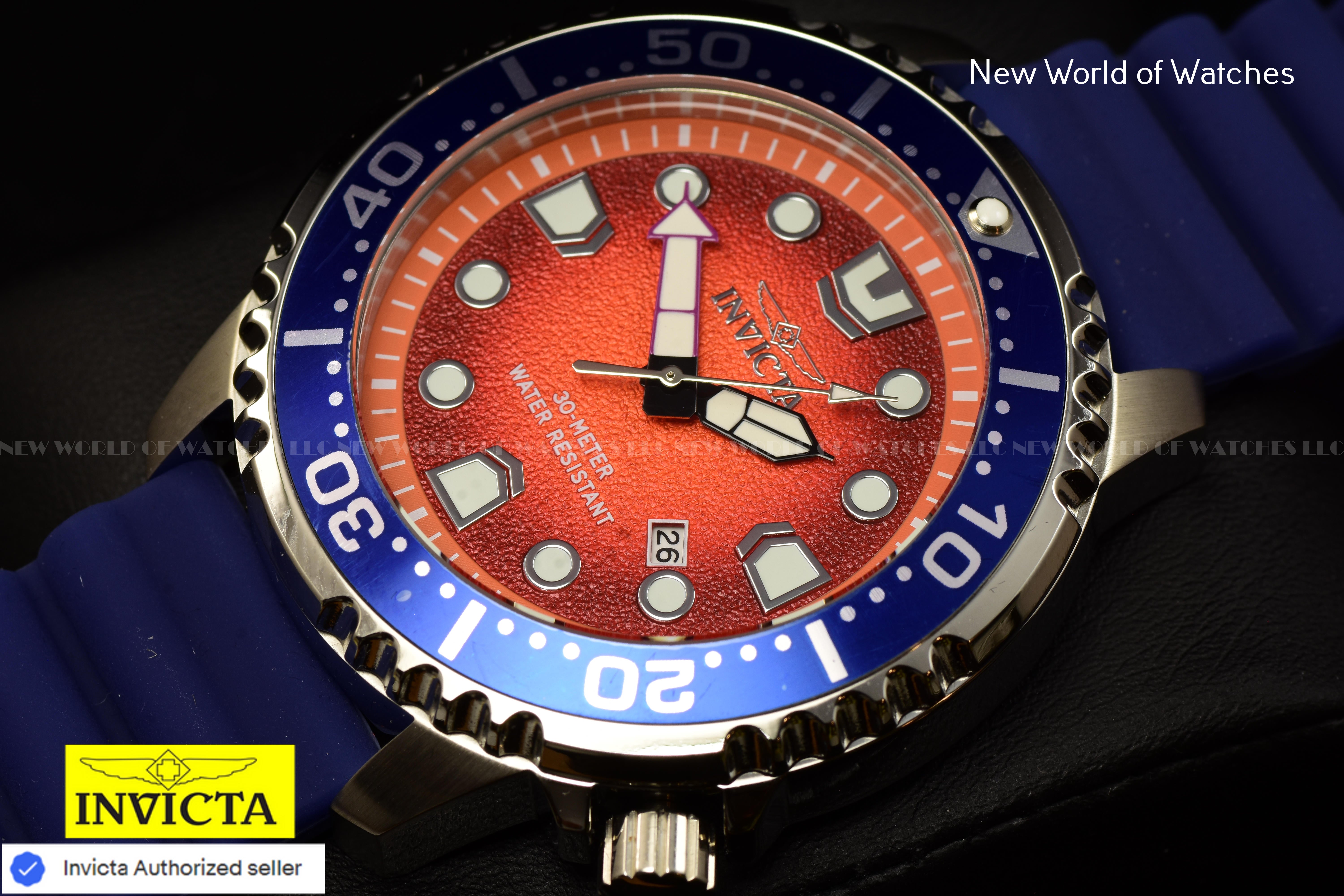Invicta Men Pro Diver 48mm Orange Quartz Singapore Silicone Watch