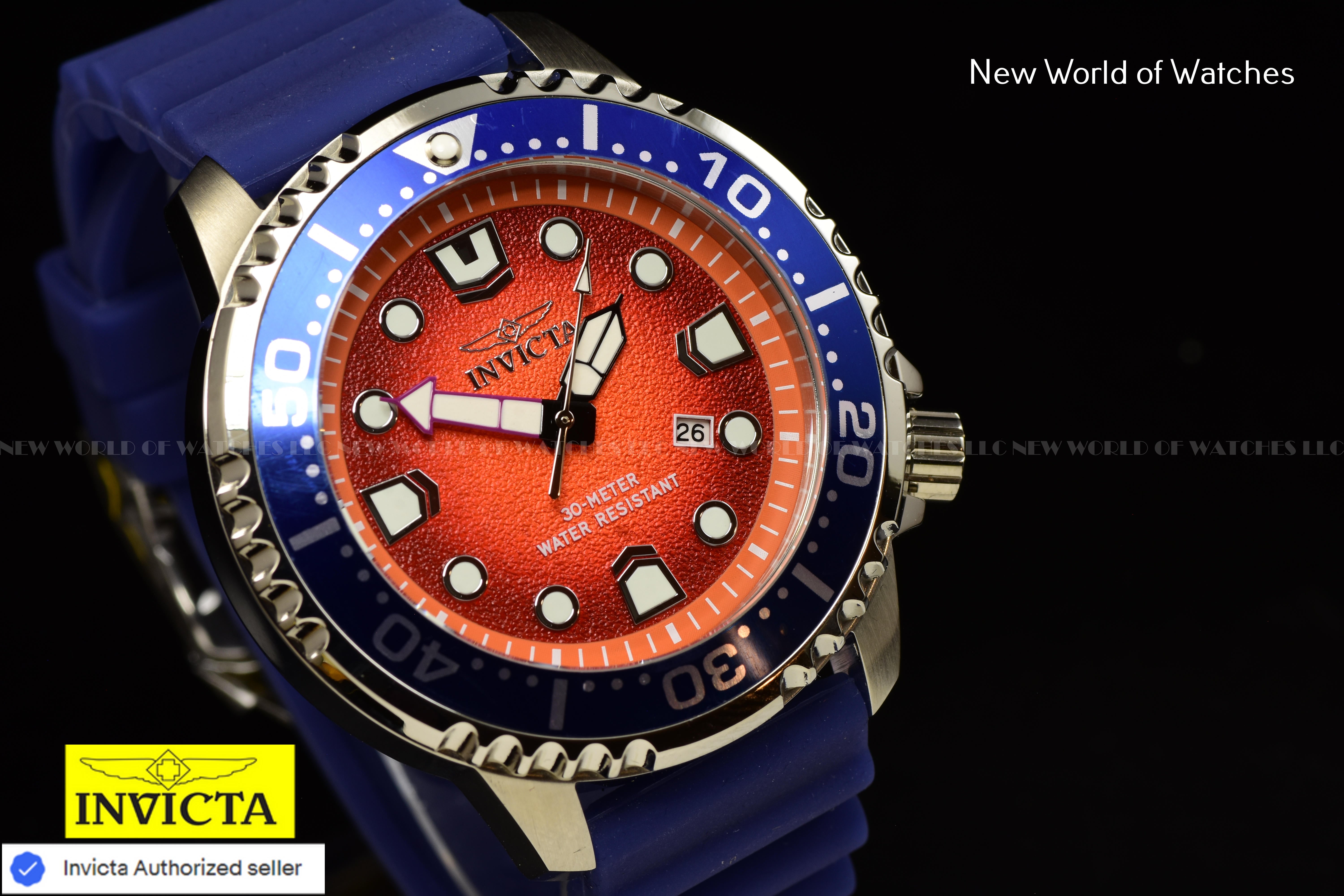 Invicta Men Pro Diver 48mm Orange Quartz Singapore Silicone Watch