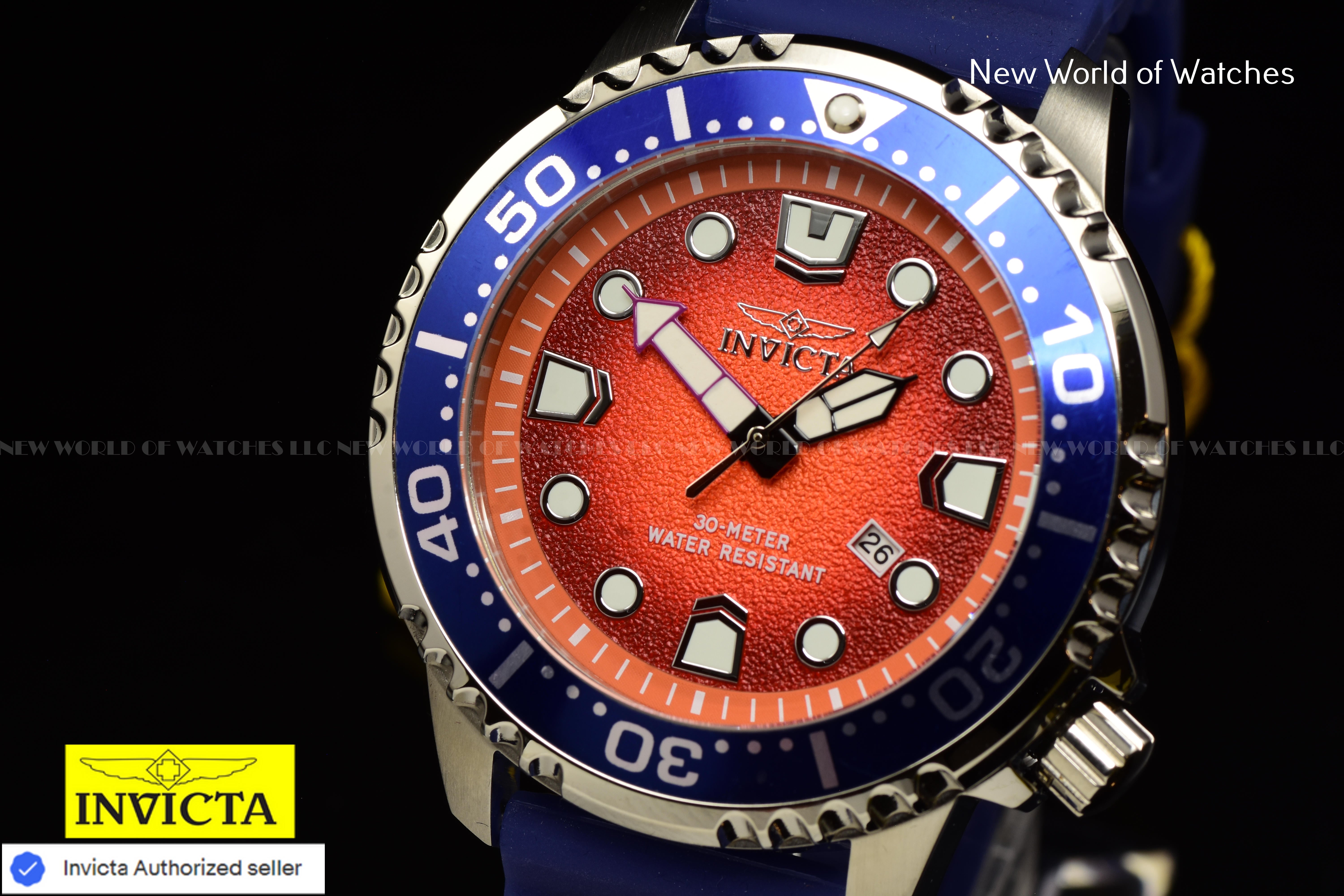 Invicta Men Pro Diver 48mm Orange Quartz Singapore Silicone Watch