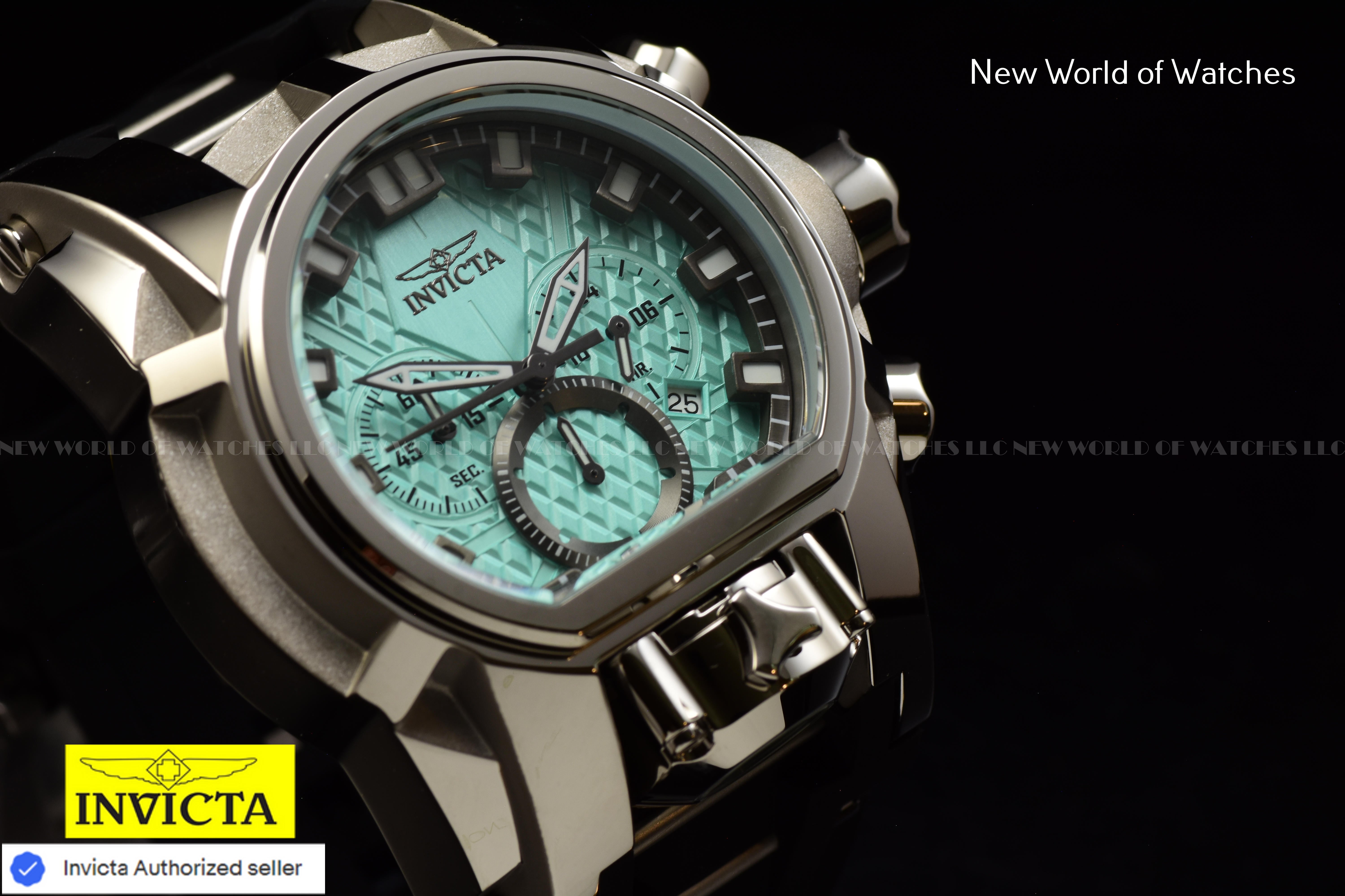 Invicta Men Bolt Bolt Zeus Magnum 52mm Gunmetal Turquoise Quartz Quartz Japan Japan Silicone Stainless Steel Watch
