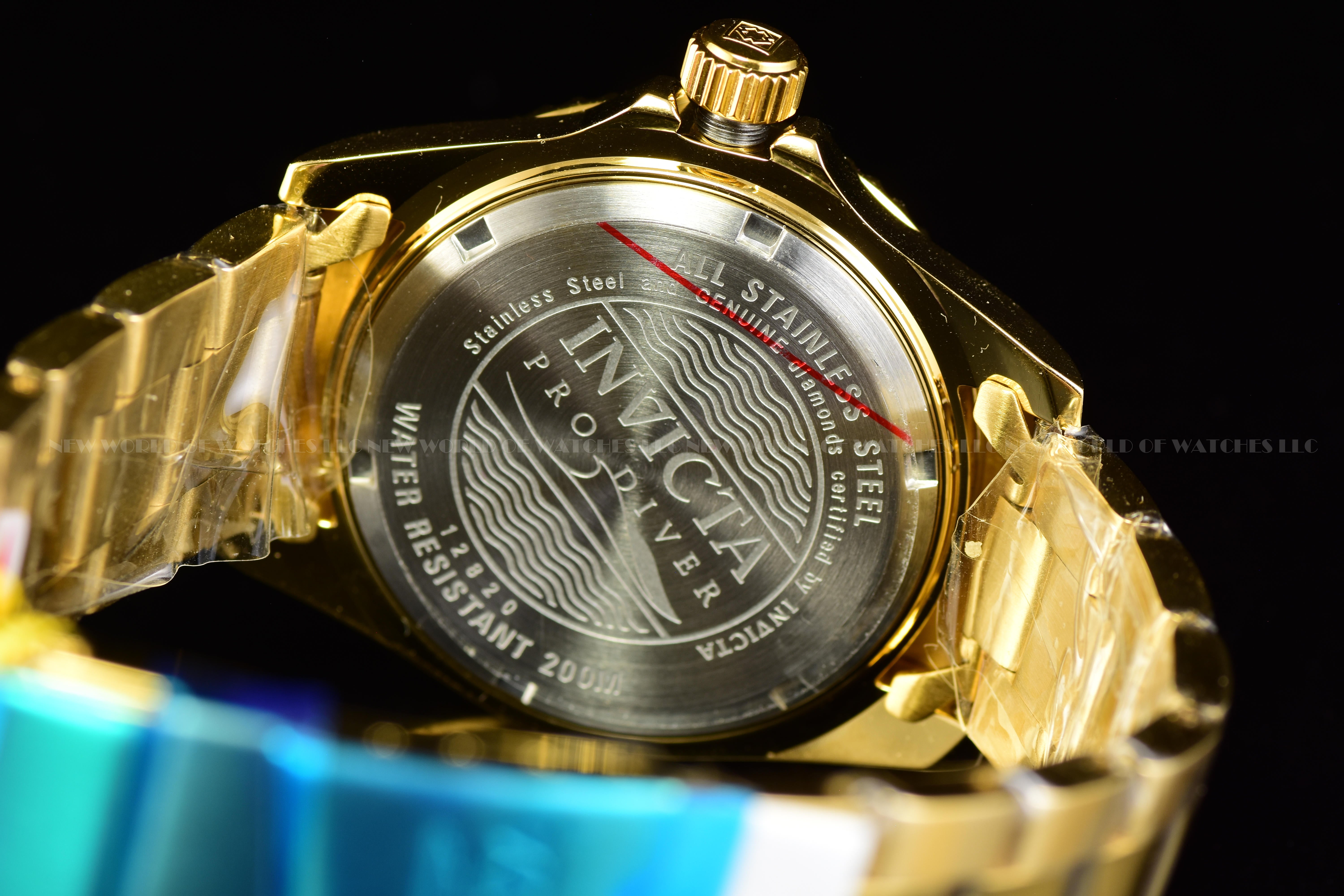 Invicta Men Pro Diver 40mm Gold Quartz Singapore Stainless Steel Diamonds Watch