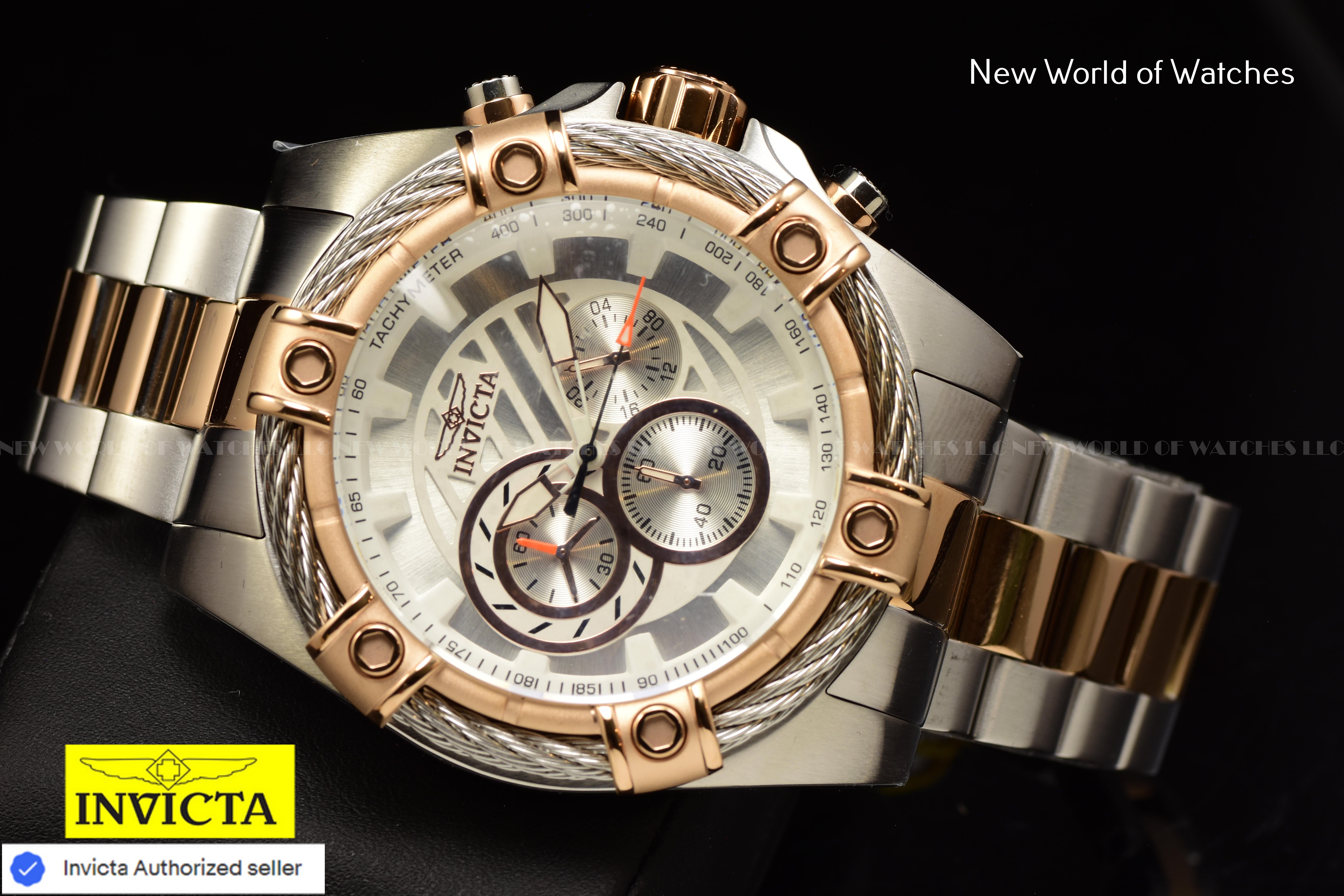 Invicta Men Bolt 52mm Silver Quartz Japan Stainless Steel Watch